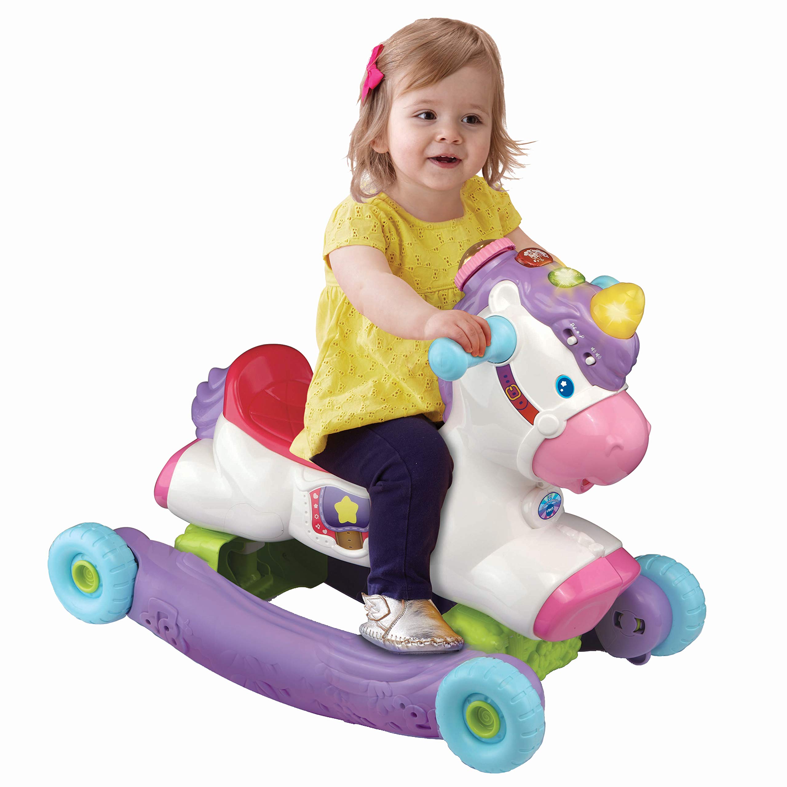 VTech - Cléo, Ma Licorne Basculo, Porteur Bébé Évolutif, Licorne à Bascule Interactive, Jouet d'Activité et de Développement, Éveil Musical, Cadeau Bébé Dès 1 an - Contenu en Français