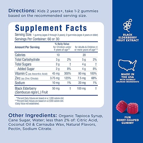 Miniatura 5 de Mommy's Bliss Gomitas de saúco para niños, apoyan la inmunidad con saúco negro, zinc y vitamina C, sin gluten y veganas, a partir de 2 años (60