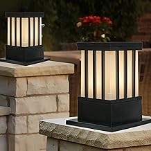 with Bulb Metal and Glass Gate Light Waterproof Pillar Lamp for Outdoor Decor Garden Lighting Pole Mount Exterior Fixture for Home Entrance Patio Compound Boundary (Jail) (Pack of 2)