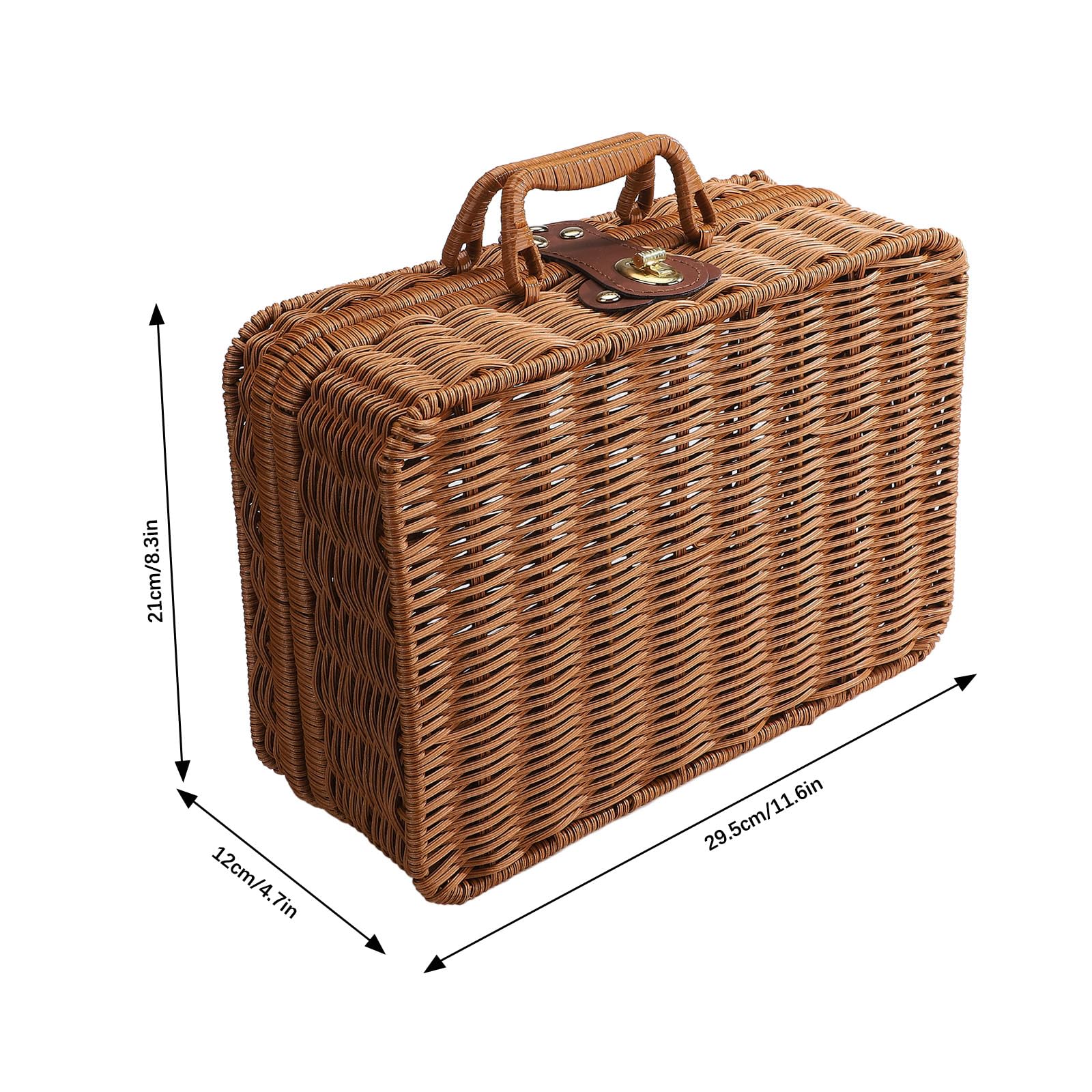Valise Vintage En Bambou Tressé - Panier Pique-nique Fait Main - Poignée Osier