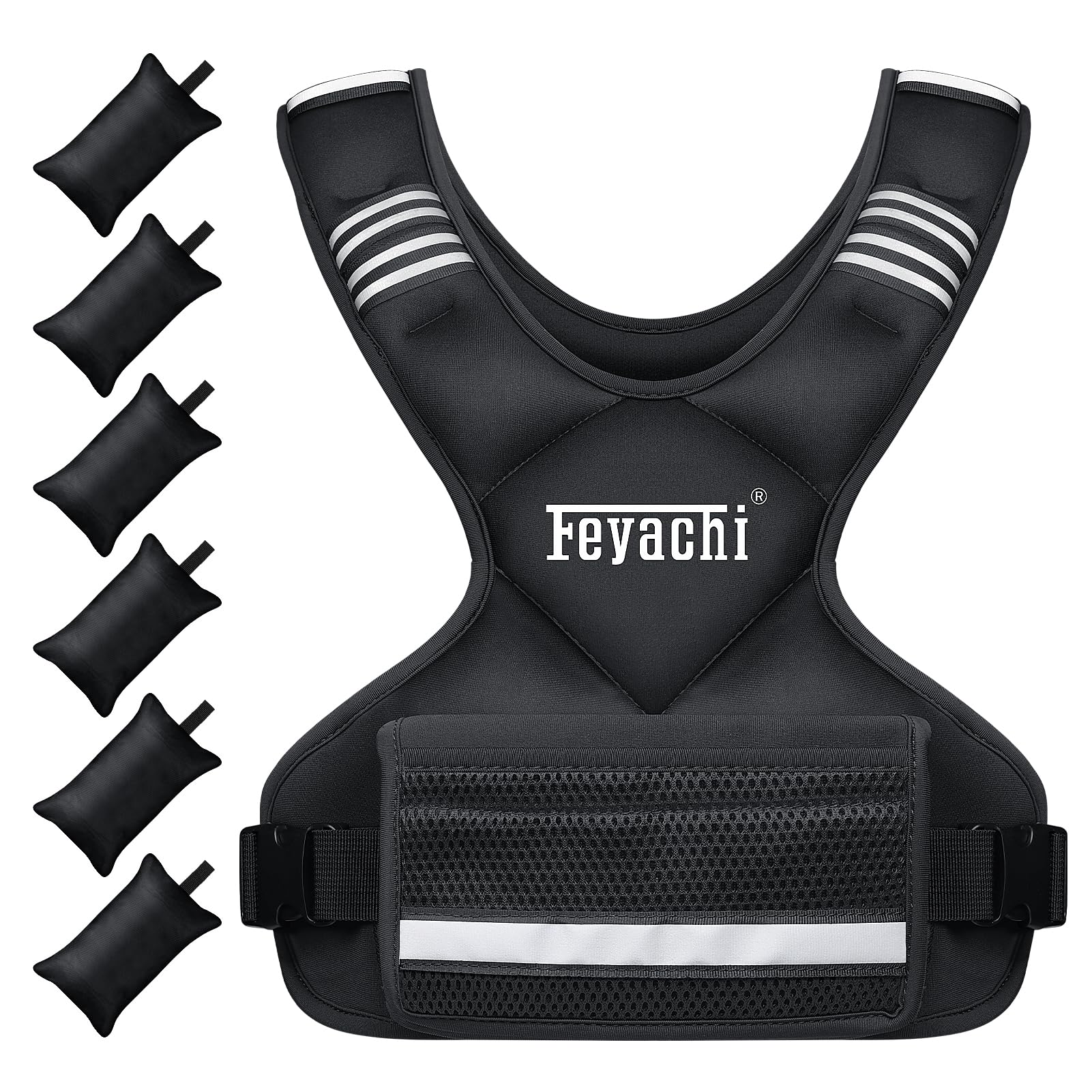 Feyachi Weighted Vest 12lbs - X Type Weight Vest with Reflective Stripe for Men and Women Ideal for Running Workout and Training