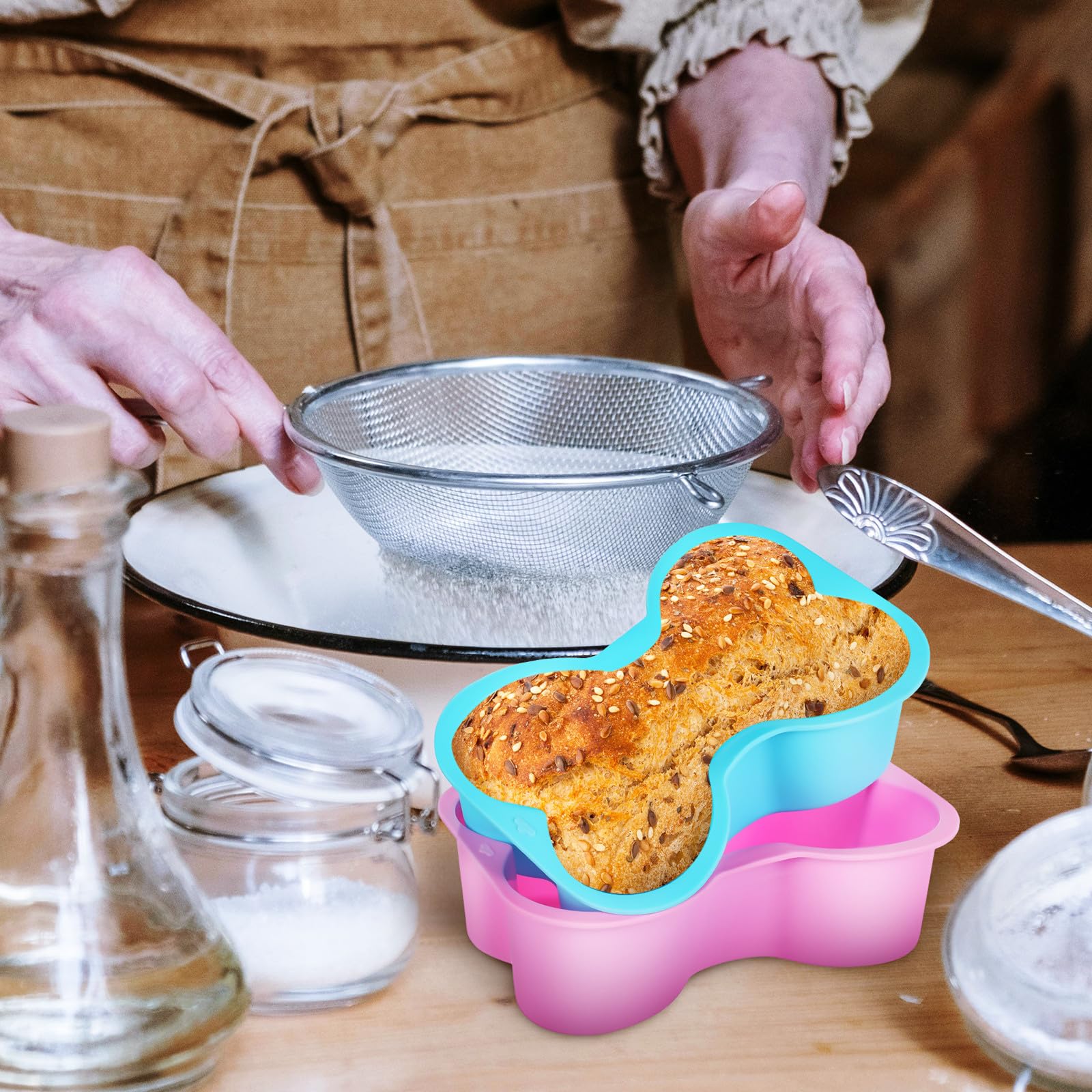 2 Stück Silikon Hundekuchen Backform Knochenförmige Backformen für Hundekuchen Hochtemperaturbeständig und Leicht zu Reinigen für Professionelle Bäcker und Haustierbesitzer