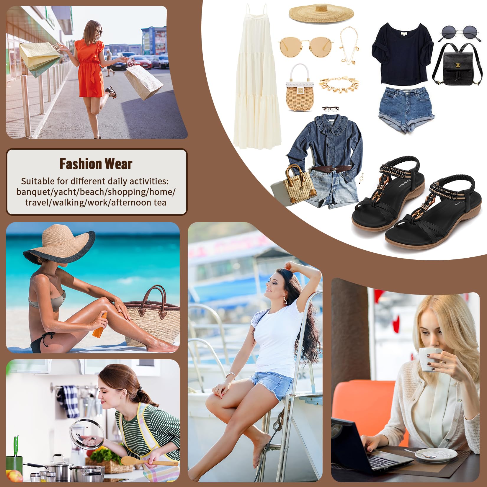 Sandalen Damen Sommer Flache Sandaletten Elegant Sandals Strand Schuhe