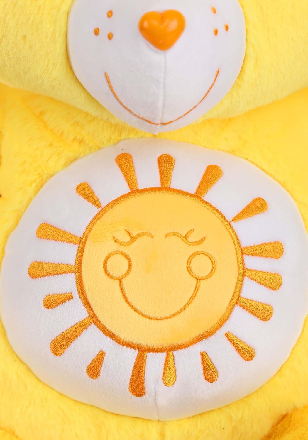 Care Bears Funshine Bear Plush Backpack Embroidered Face, Adjustable Straps, Zip Pocket