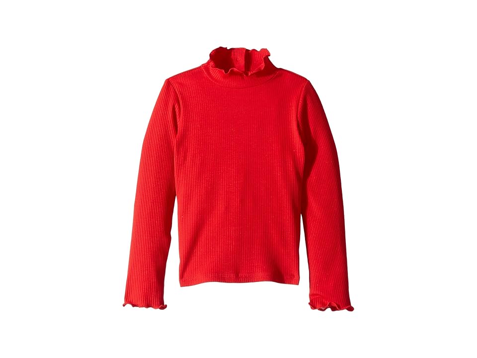 

Janie and Jack Long Sleeve Lettuce Hem Top (Toddler/Little Kids/Big Kids) (Ribbed Solid Red) Girl's Clothing