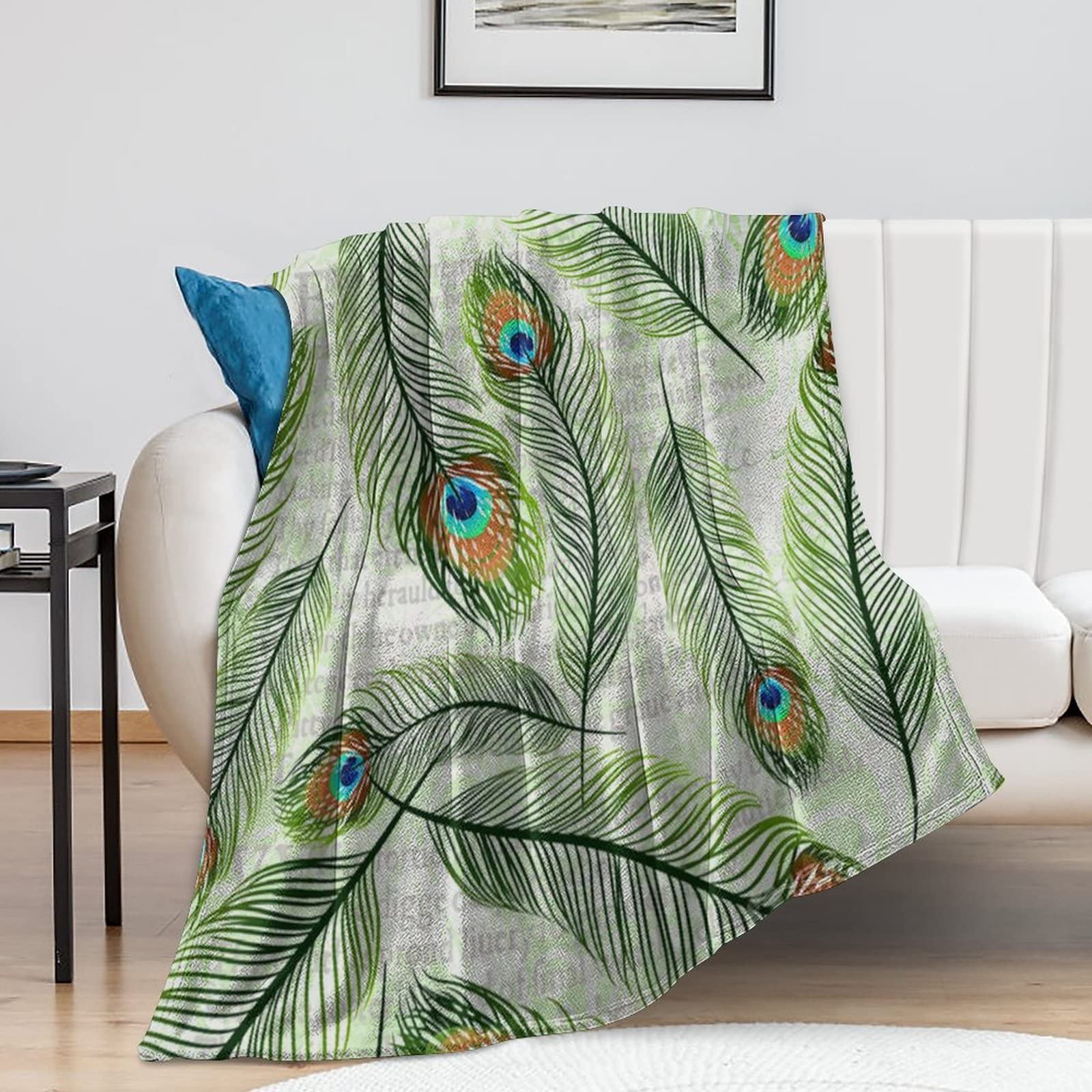 Couverture polaire paon chaude et douillette plaid canapé lit hiver