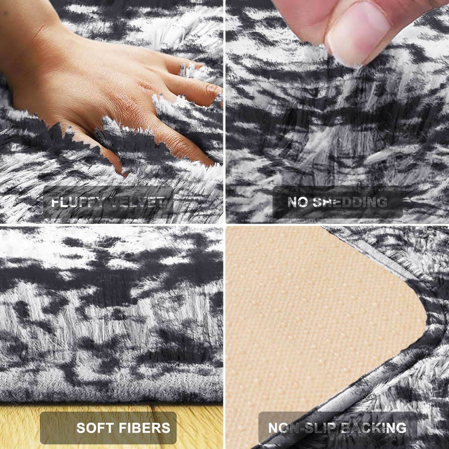 MOONLIGHT20015 Rugs Living Room Bedroom, Fluffy Shaggy Dark Grey Area Rugs Non-Slip - Image 3