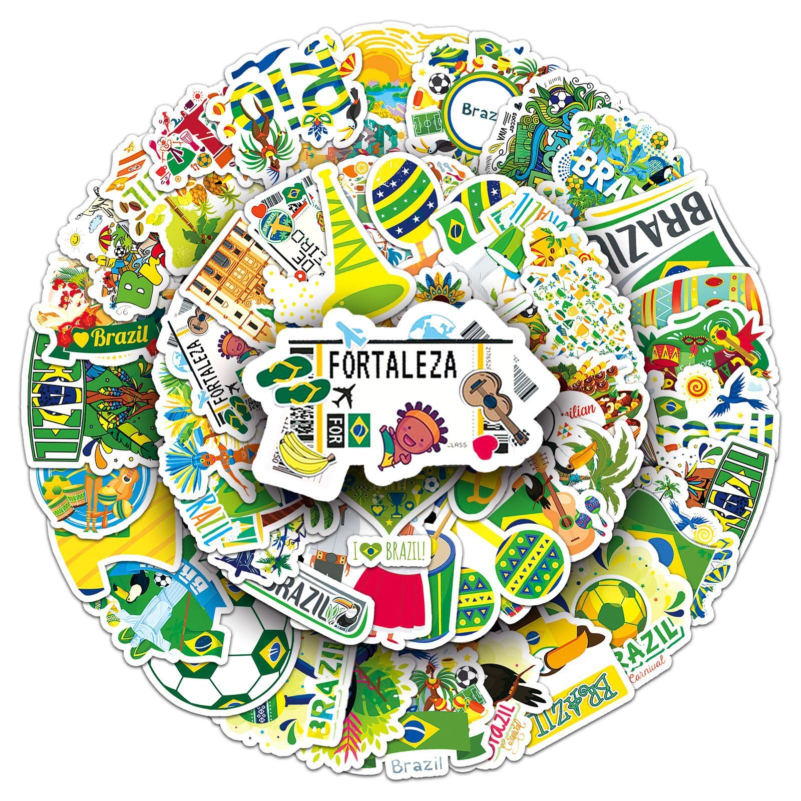 Photo 1 of 50 Pcs South American Style Brazil Stickers, 1.18-1.96inch Cartoon Culture Decorative Stickers, Self-Adhesive for Scrapbooking, Home Decoration, Cultural Theme Setup (Brazil)