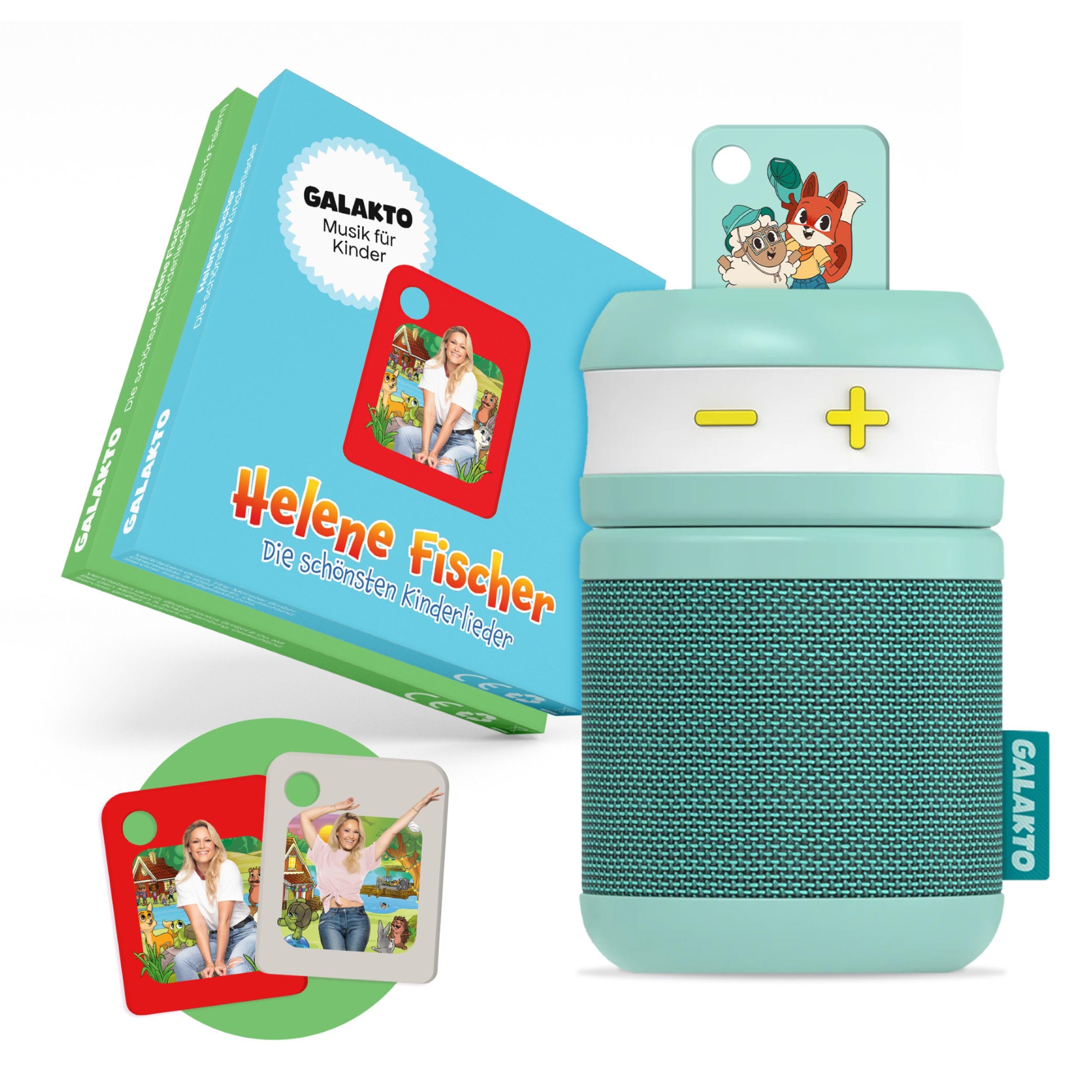 Galakto - Children's Music and Audio Play Player for Home and Travel, Token Fox & Sheep, 2 x Children's Songs Token Helene Fischer, Ready to listen without Internet, Easy to Use, Long Battery Life