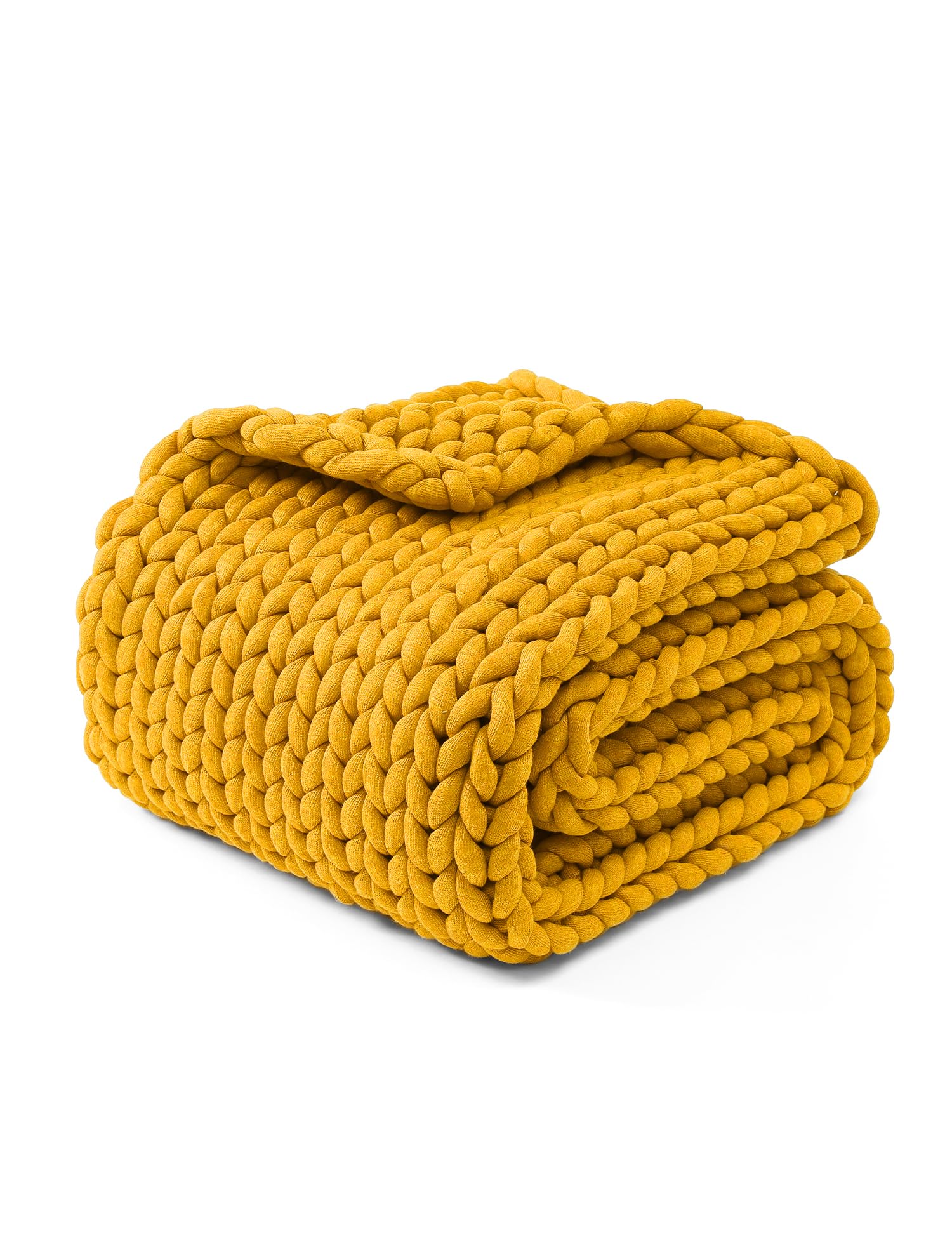 YnM Chunky Throw Blanket, Medium-Weight, Hand Knitted, Skin Friendly, Ventilated and Breathable, Machine Washable, Home Décor Piece for Couch, Sofa and Bed (Yellow Fusion, 40x50 Inch)