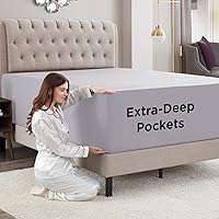 Vista 210 de Empyrean Charcoal Grey Extra Deep Pocket Fitted Sheet Full Size, Hotel Luxury Deep Pocket Full Size Fitted Sheet Only Easily Fits 18 to 24 Inch