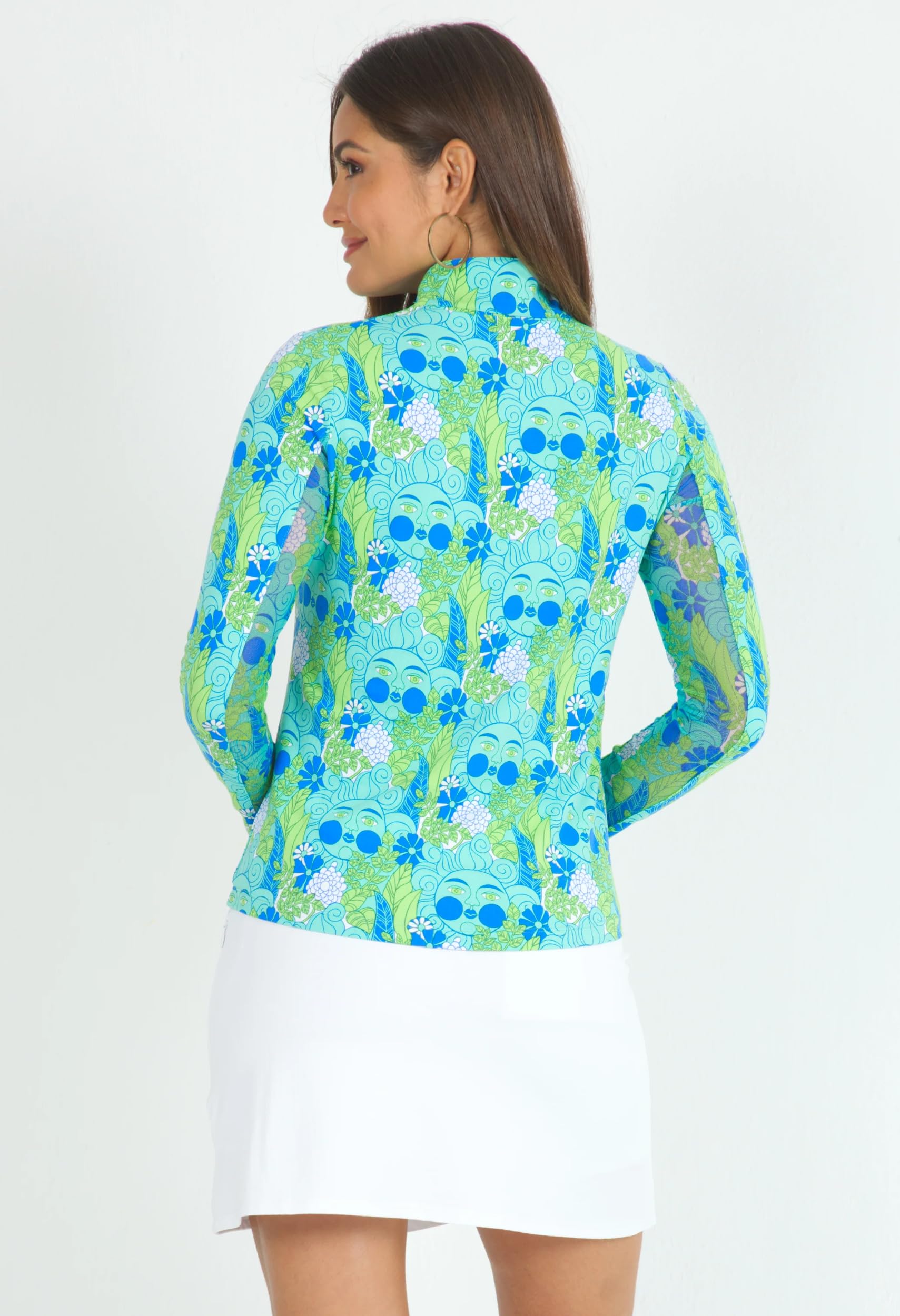 IBKUL 10760 Damen Sonnenschutz-Oberteil mit LSF 50+, Icefil Cooling Nadia Print, langärmelig, Mock-Neck