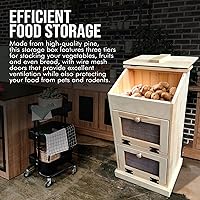 Vista 4 de Peaceful Classics Contenedores de almacenamiento de pan de madera, contenedor decorativo de almacenamiento de papas y cebollas, papelera de papa