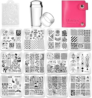 Biutee Nail Stamping Plates Set 12pcs Nail Plates 1stamper 1scraper 1sto...