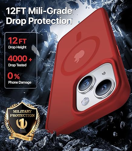 Miniatura 4 de Funda magnética para iPhone 13 y iPhone 14 compatible con MagSafe probada en caídas de grado militar de 10 pies protectora a prueba de golpes,