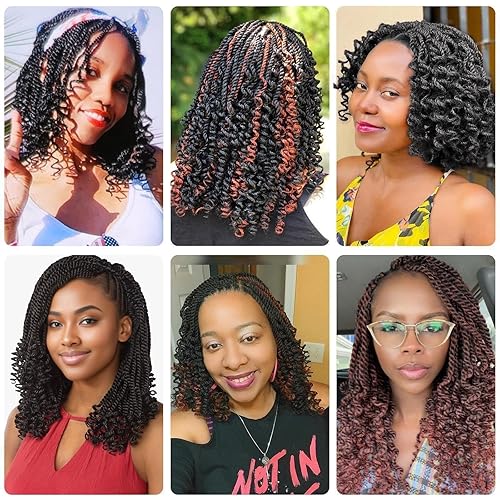 Miniatura 6 de Cabello senegalés de ganchillo con rizos 4, cabello senegalés para mujeres negras, 12 pulgadas, 8 paquetes de trenzas de ganchillo con extremos