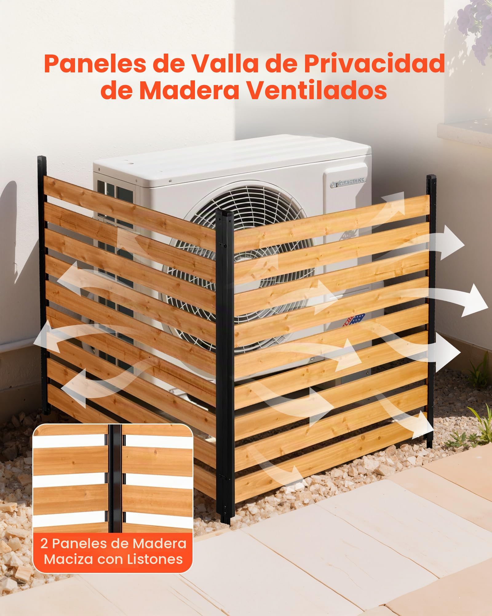 VEVOR Vallas de Madera 1219 x 1244 mm Pantalla de Privacidad Exterior con 2 Paneles, Resistente al Clima, Espaciado para Ventilación, para Mascotas Jardín, Ocultar Equipo de Piscina Cubos de Basura AC