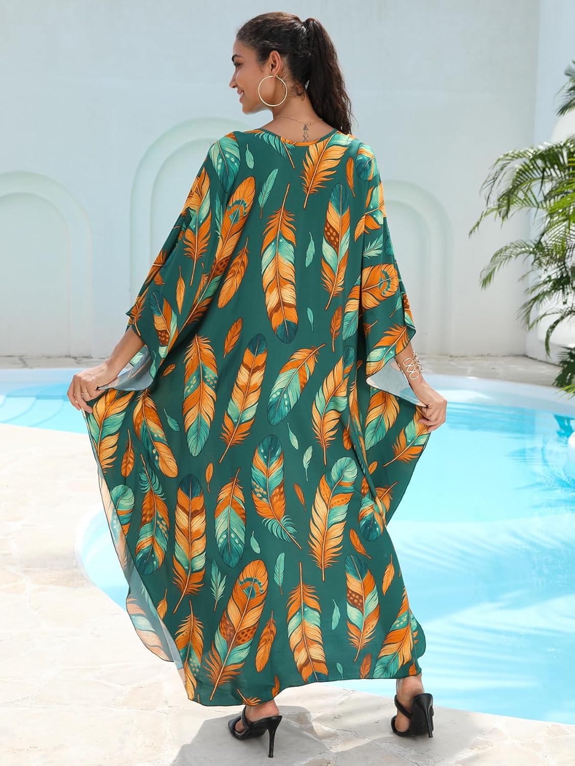 Women's Plus Size Kaftan Dress – Plus Size Maxi Dress Moo Moos Beach Cover Up,Bathing Suit Cover-Up Loungewear - Image 7