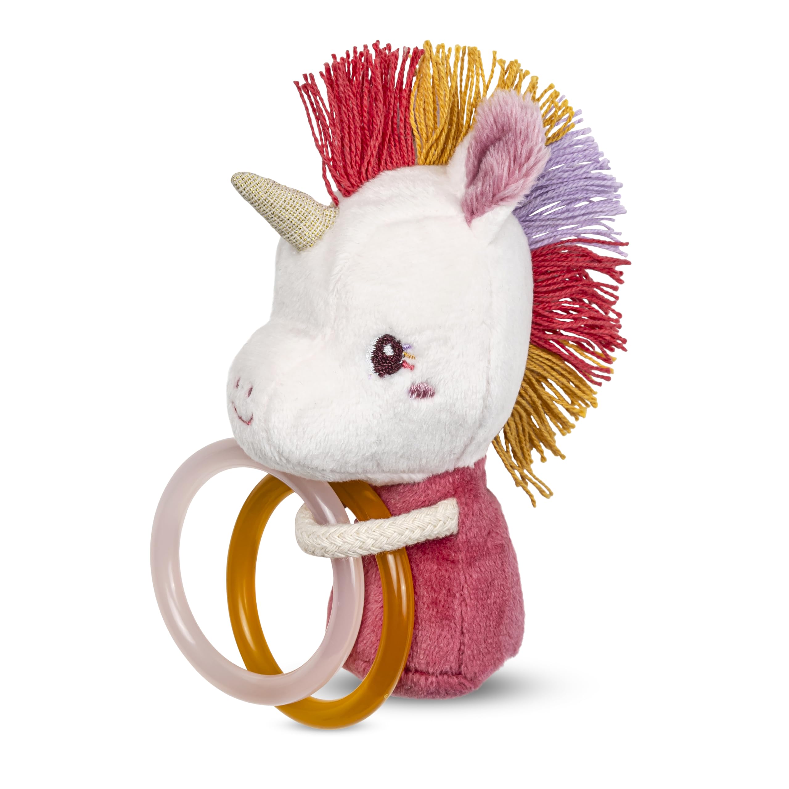Lilliputiens - Baby Rattle Rings from Birth - Lena the Unicorn – Pink Sensory Development Toy – Stimulates Sight, Hearing and Motor Skills – 12 cm - 83610