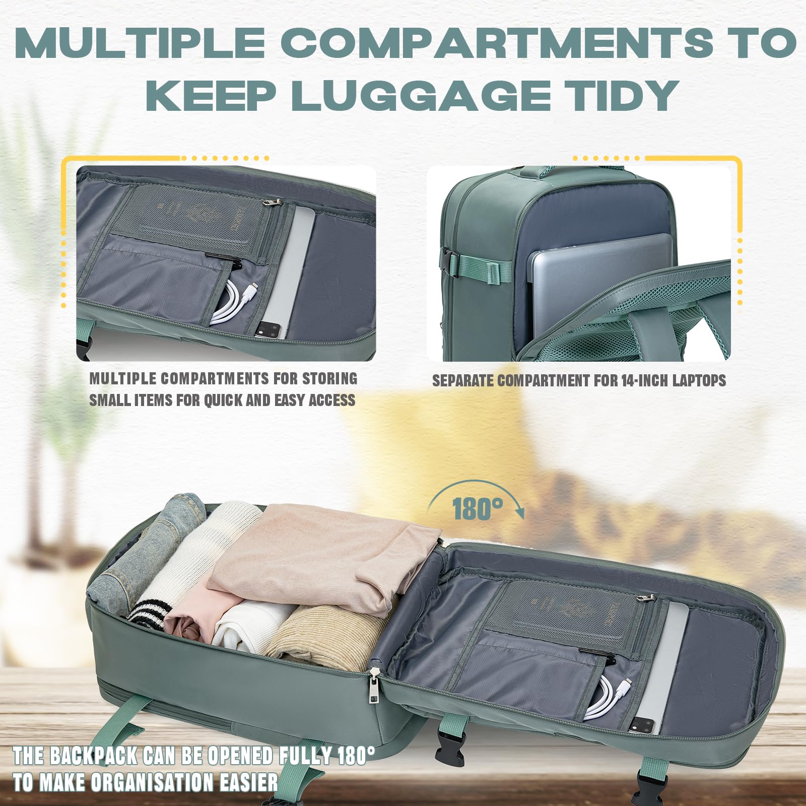 VMIKIV Mochila 40x30x20 Mochila Viaje Cabina Avion 40x20x25 para Ryanair Vueling Wizz Air Equipaje de Mano con Bolsillo Antirrobo Mochila Resistente al Agua con Compartimentos