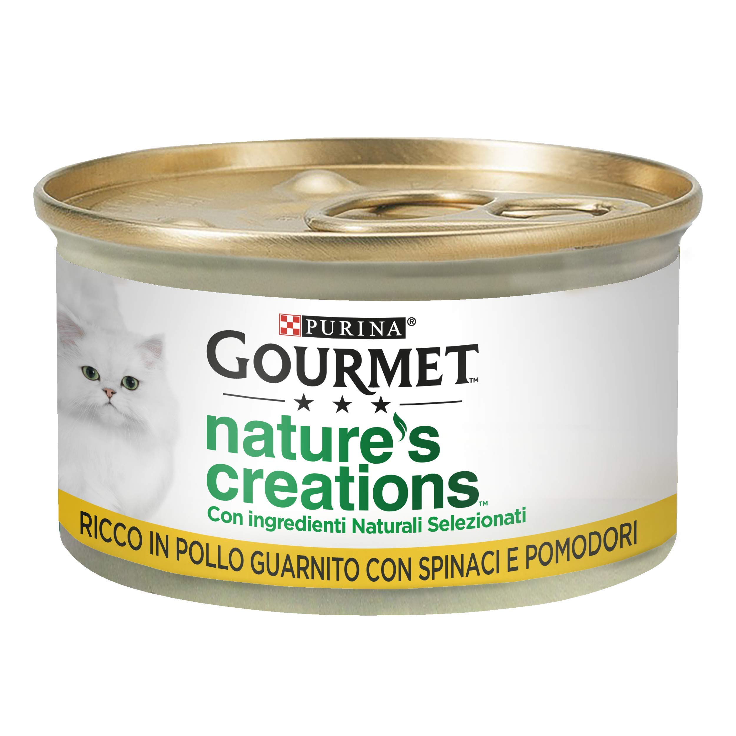 GOURMET Nature's Creations Cibo Umido Gatti - Filettini Pollo Con Spinaci E Pomodori, 24 Lattine 85g - Foto 7