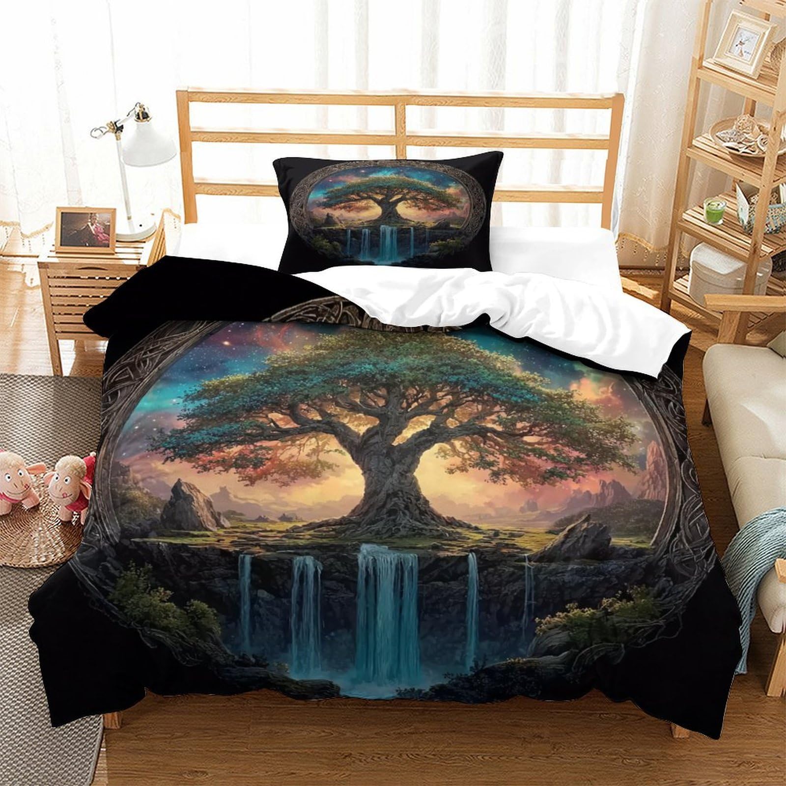 Parure de lit île céleste 3D pour chambre d'enfant lit single 135x200cm
