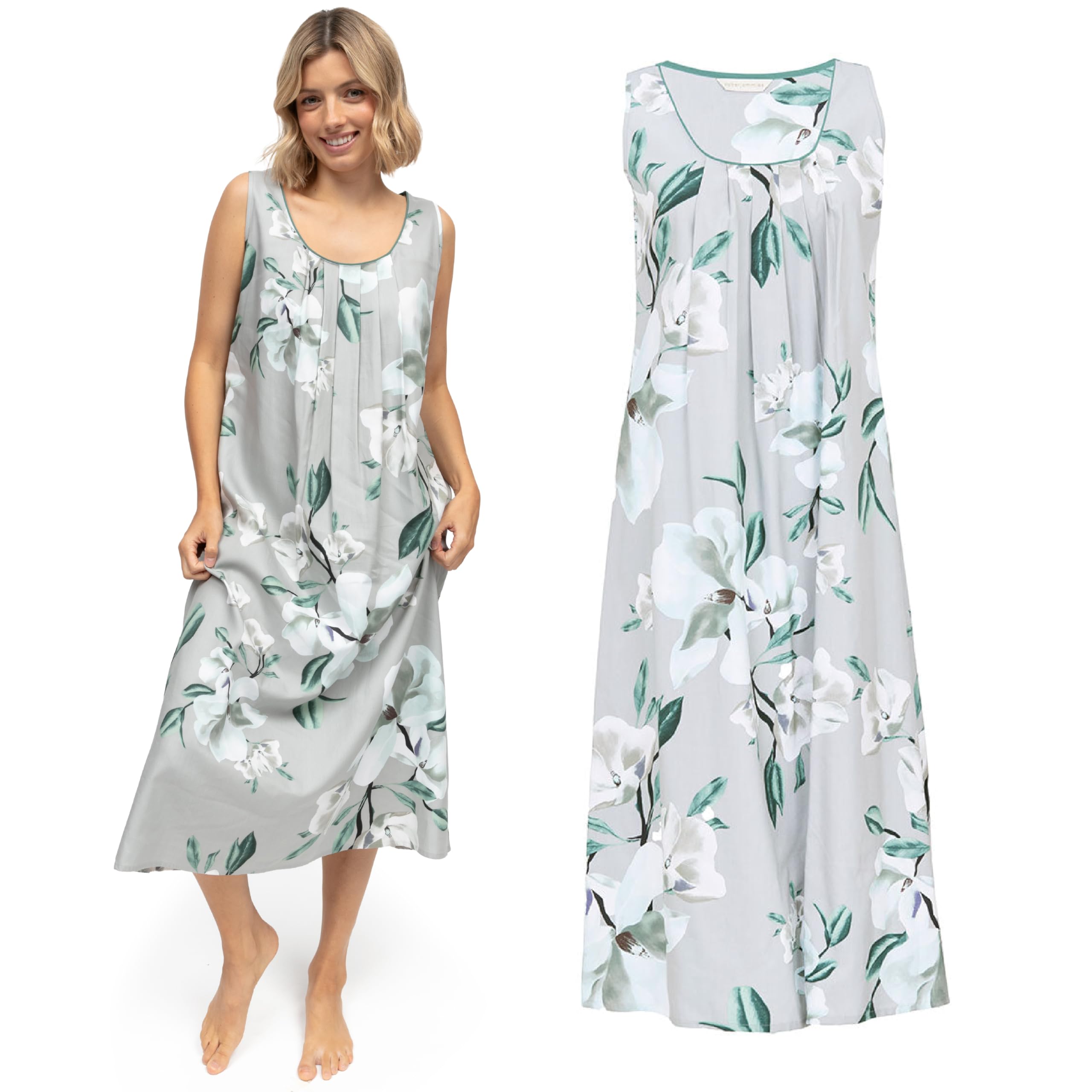 Cyberjammies Kallie Womens Floral Print Long Nightdress | Soft Cotton Modal Nightwear for Women | Elegant Lounge Wear Sets Nightie | Size 12