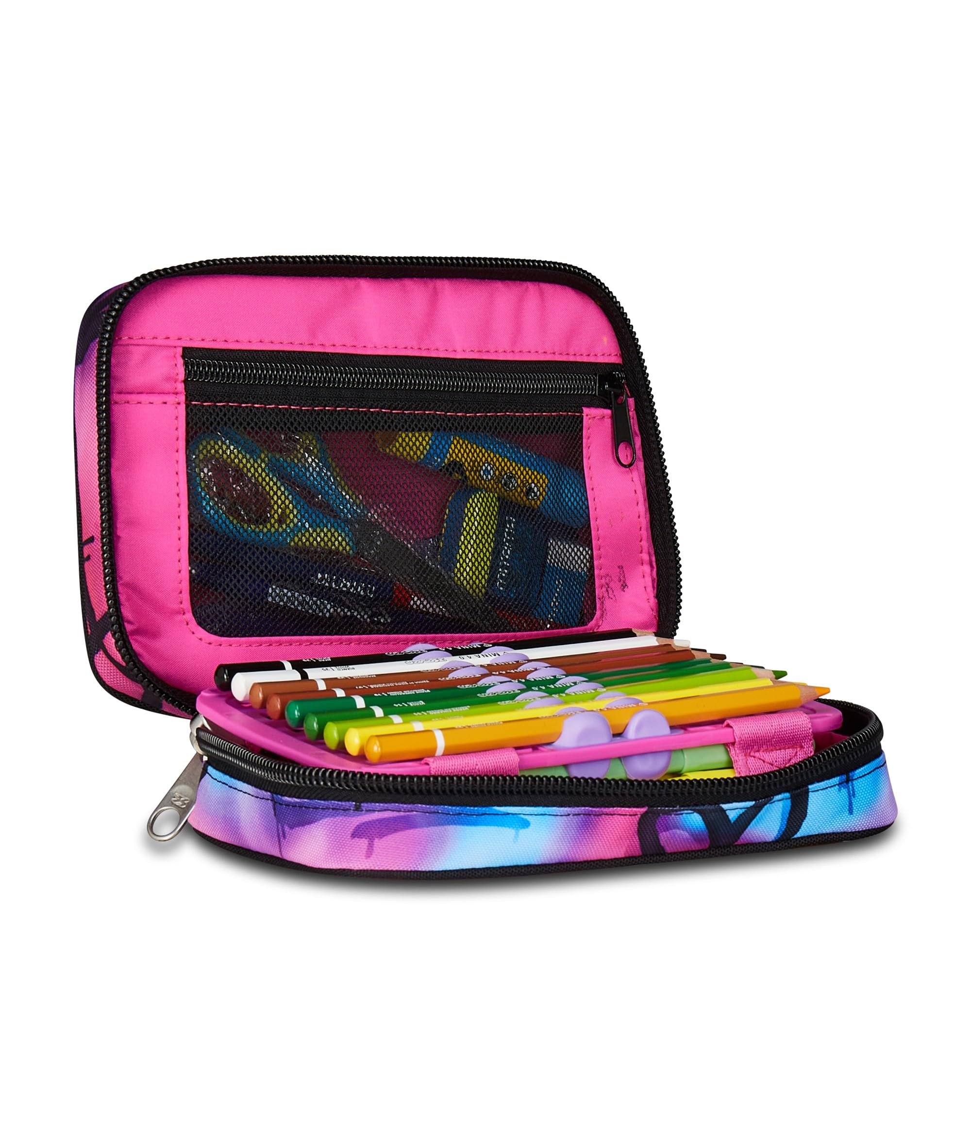 Seven Astuccio Scuola Elementare, 1 Zip, con Matite, Pennarelli, Penne, Speed Pad, Bambina, Ragazza, viola blu