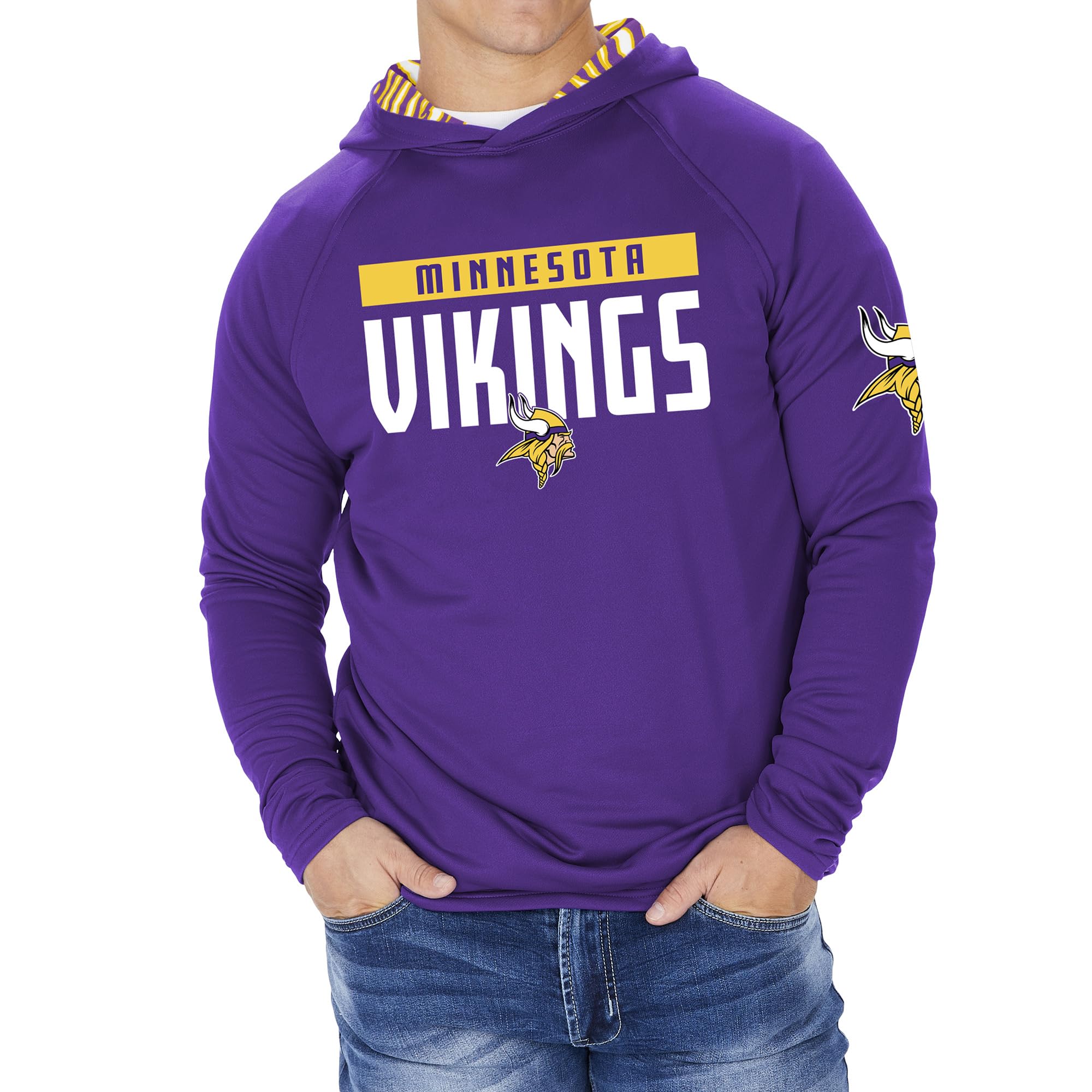 Zubaz NFL Football Men's Solid Team Hoodie with Camo Lined Hood and Sleeve Graphic — view 112