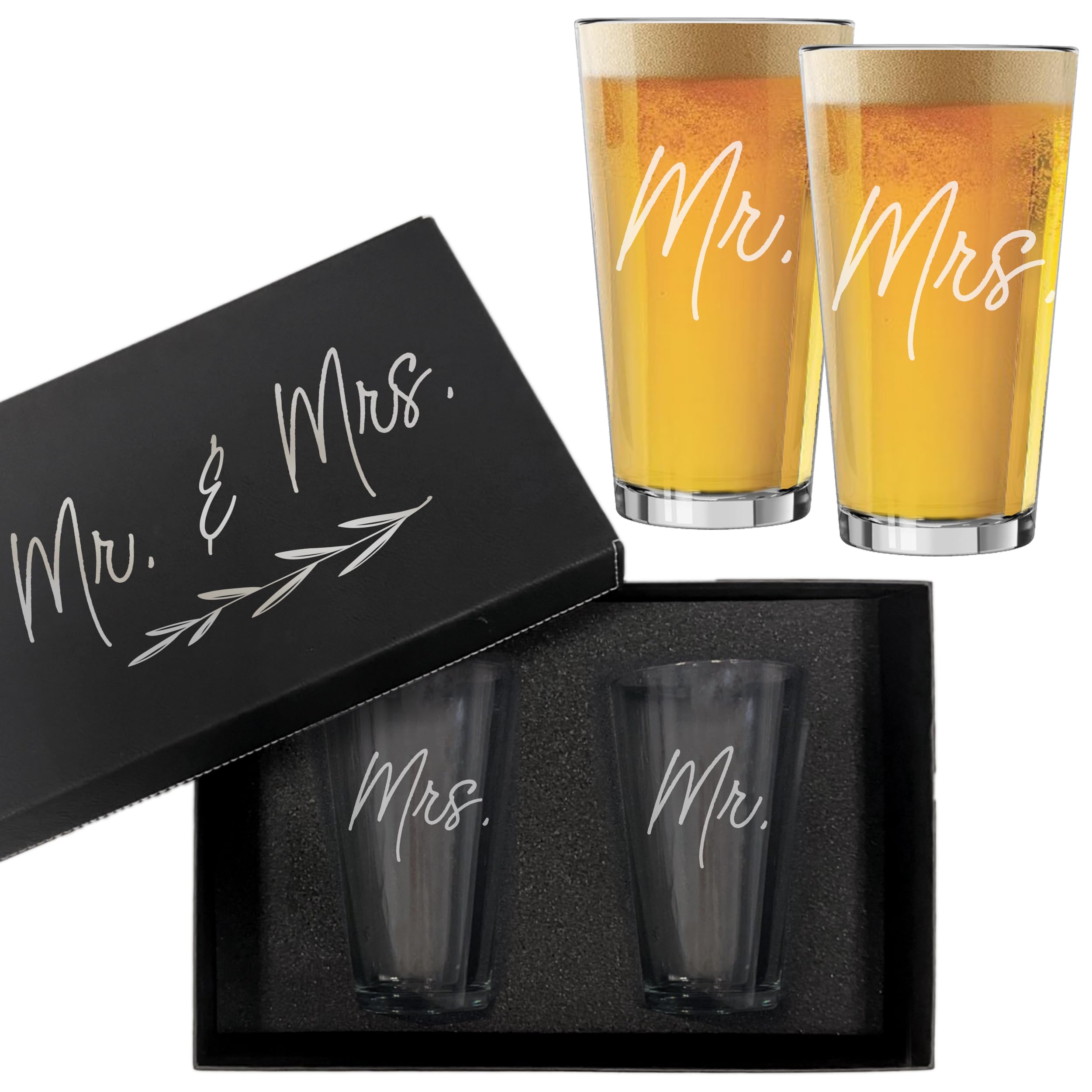 Amazon.com | My Personal Memories Mr and Mrs Whiskey Glasses, Beer Glasses, Wine  Glasses Gift Set of 2 (Beer Pint Glasses Set of 2): Old Fashioned Glasses