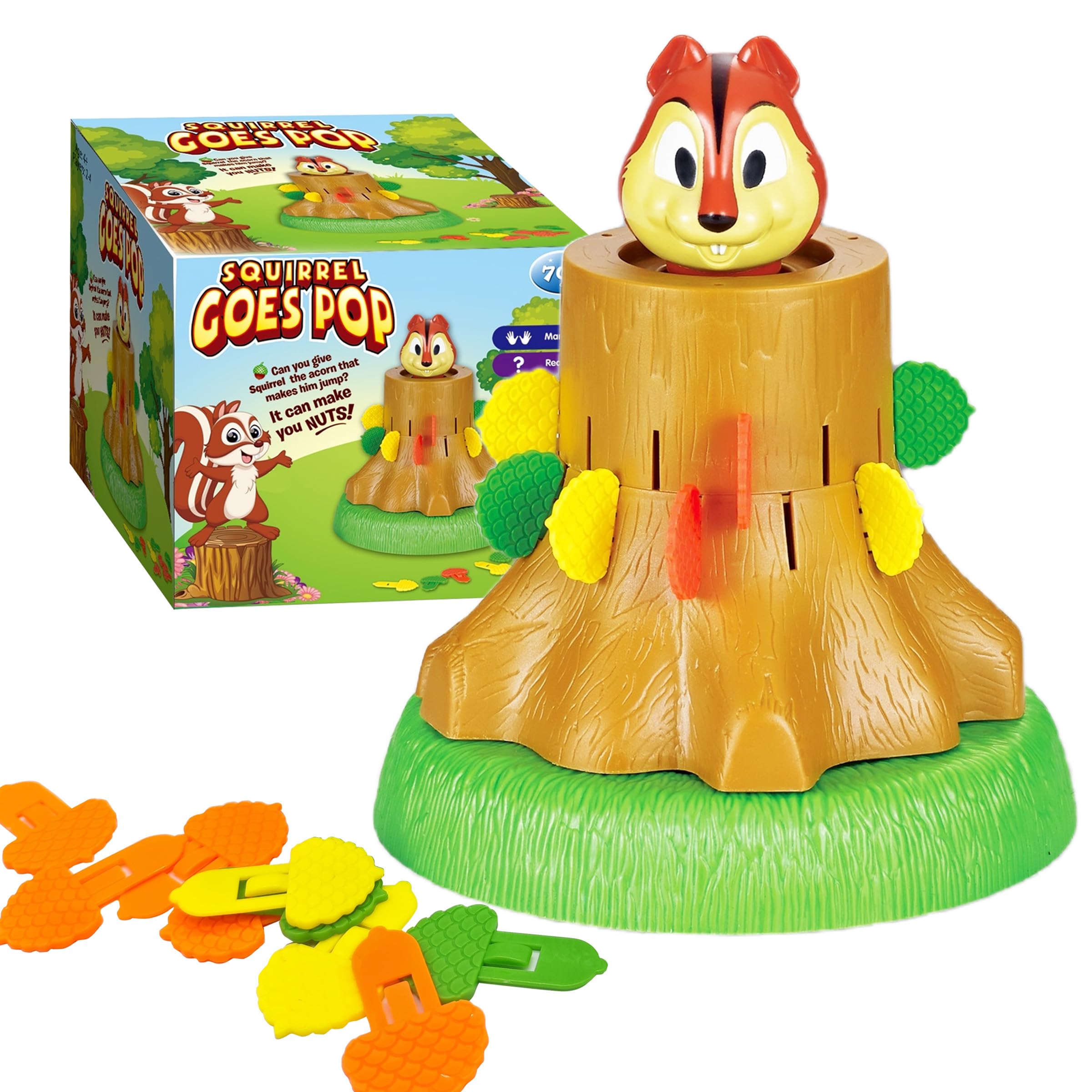 Haugboag Pop Up Board Game,Pop The Squirrel Family Game for 2-4 Players,Kids Pig Pirate Game