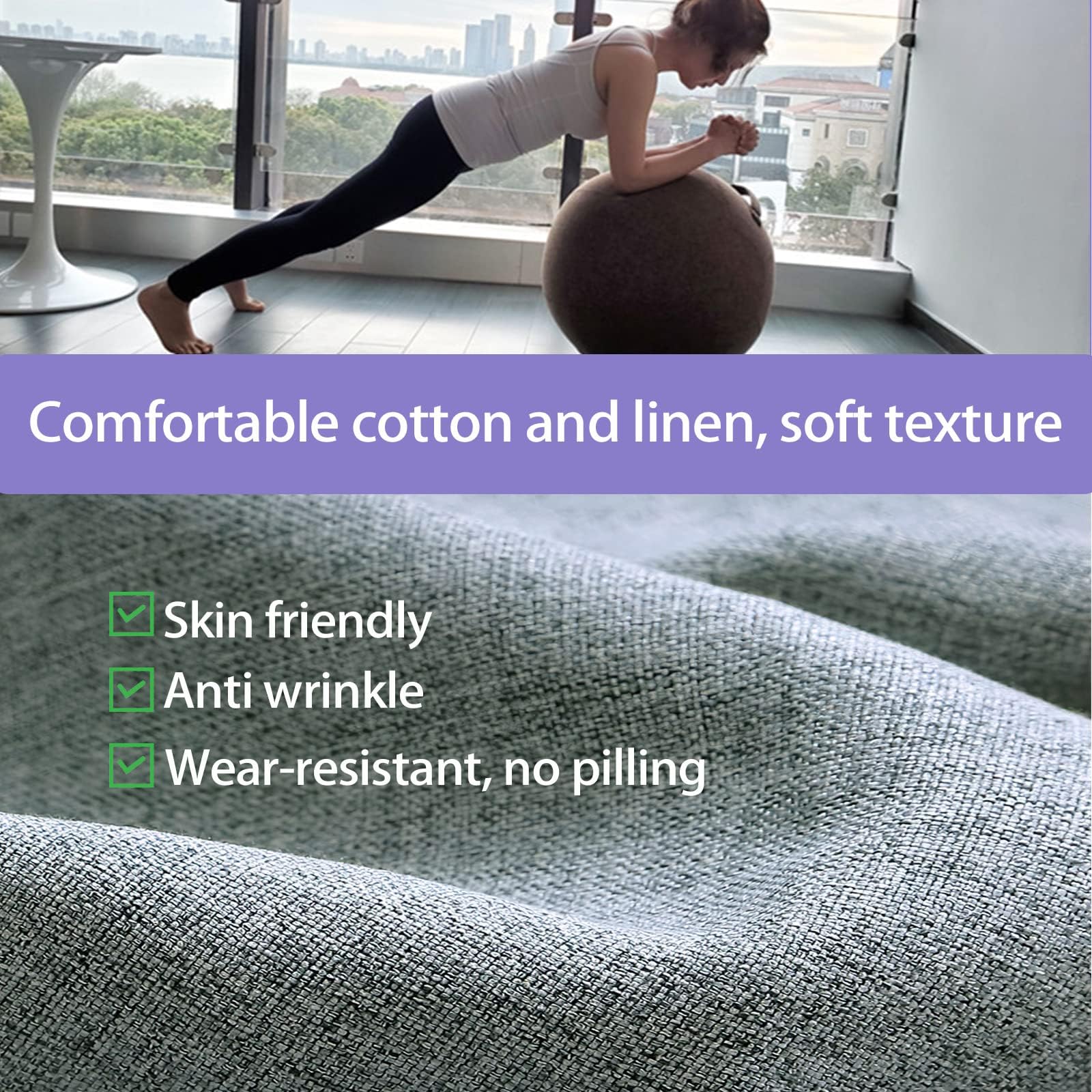 Yoga Ball Abdeckung Baumwolle-Leinen - Schutzhülle 55/65/75cm