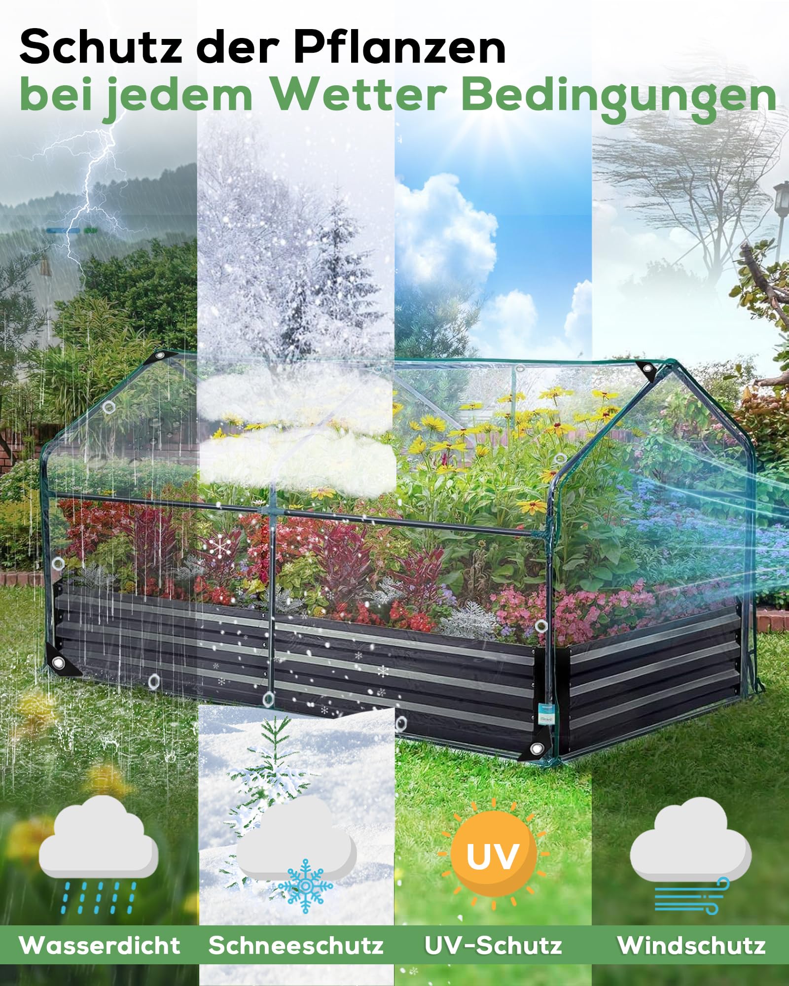 Afdekzeil, transparant, stofdicht, met ingestanste ringen, 1,5 x 3 m