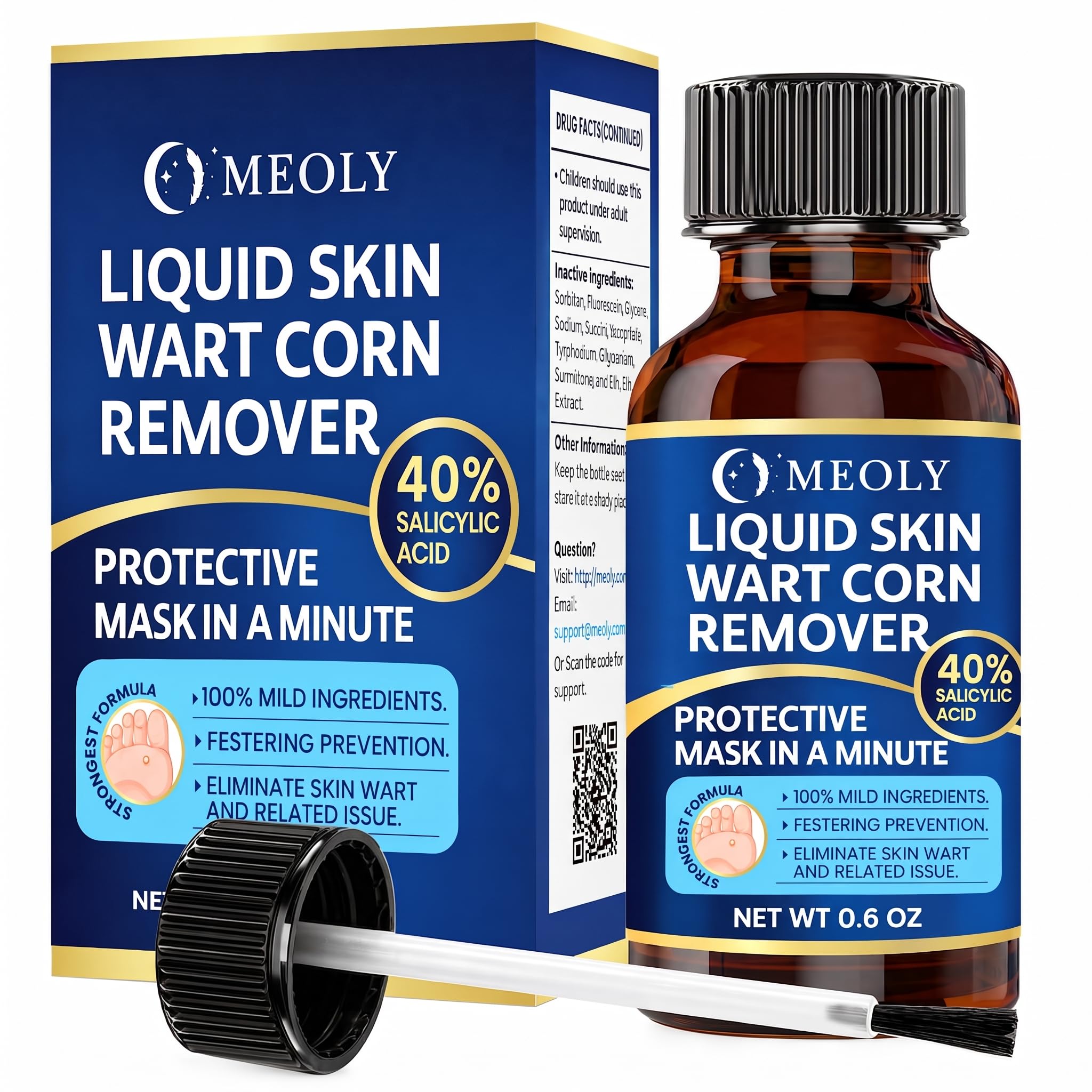 MEOLY 40% Salicylic Acid Wart Remover : Fast Acting Wart Remover Maximum Strength for Plantar Wart, Common Wart, Corn Remover