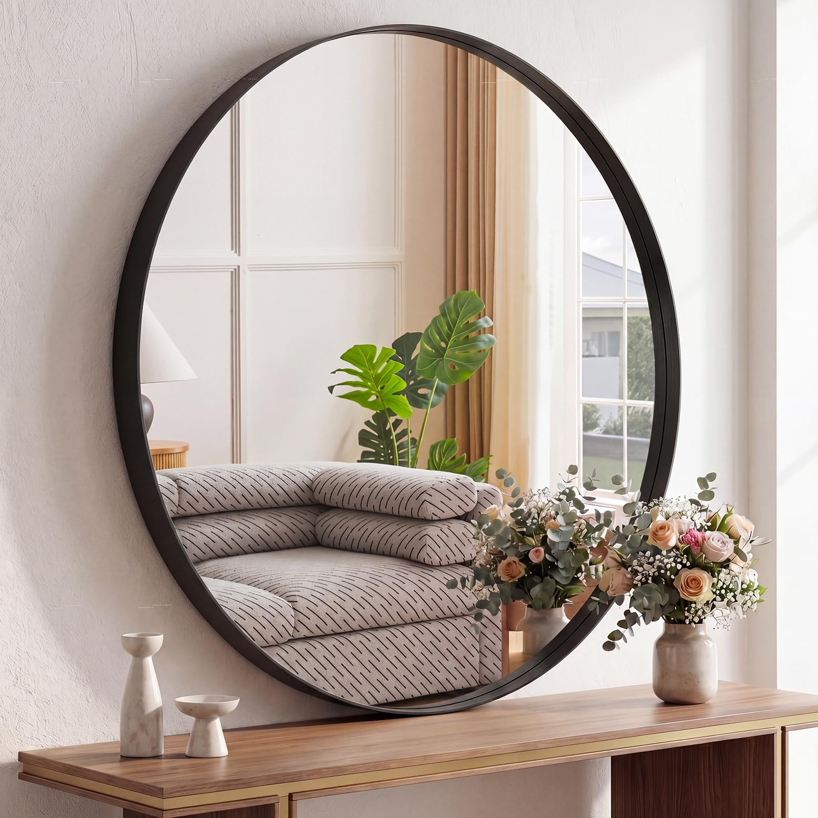 Round Metal Frame Wall Mirror - 30 Inch
