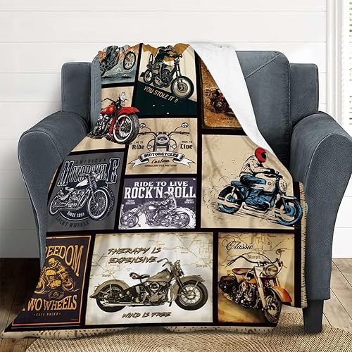 Manta de motocicleta, regalos para hombres y mujeres, manta para sofá, cama, manta de forro polar suave y acogedora para niños y adultos, tamaño de
