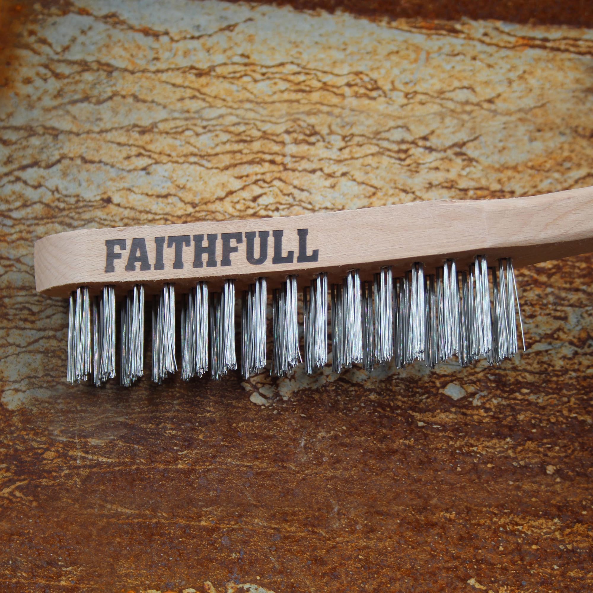 Faithfull Heavy-Duty Stainless Steel Scratch Brush - 3 Row, FSC Beech Wood Handle - for Stainless Steel Welding - Image 3