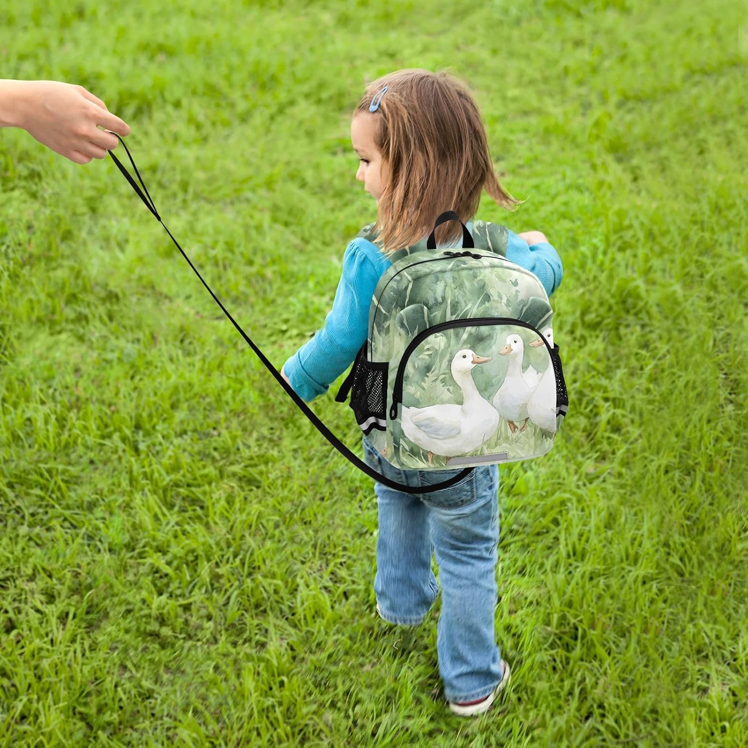 Watercolor Duck Grass Toddler Harness Backpack for Boys Girls 3-6 Years Kids Backpack with Anti Lost Safety Leash Child Leash Backpack for Travel Walking Preschool
