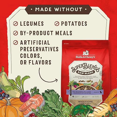 Miniatura 5 de Stella & Chewy's SuperBlends - Receta de mezcla cruda de granos saludables para cachorros, pollo sin jaula y salmón silvestre con superalimentos,