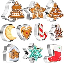 Christmas Cookie Cutter Set - 10Pcs 3'' Stainless Steel Christmas Holiday Cookie Molds Christmas Biscuit Cutters, Snowflake, Christmas Tree, Candy Cane