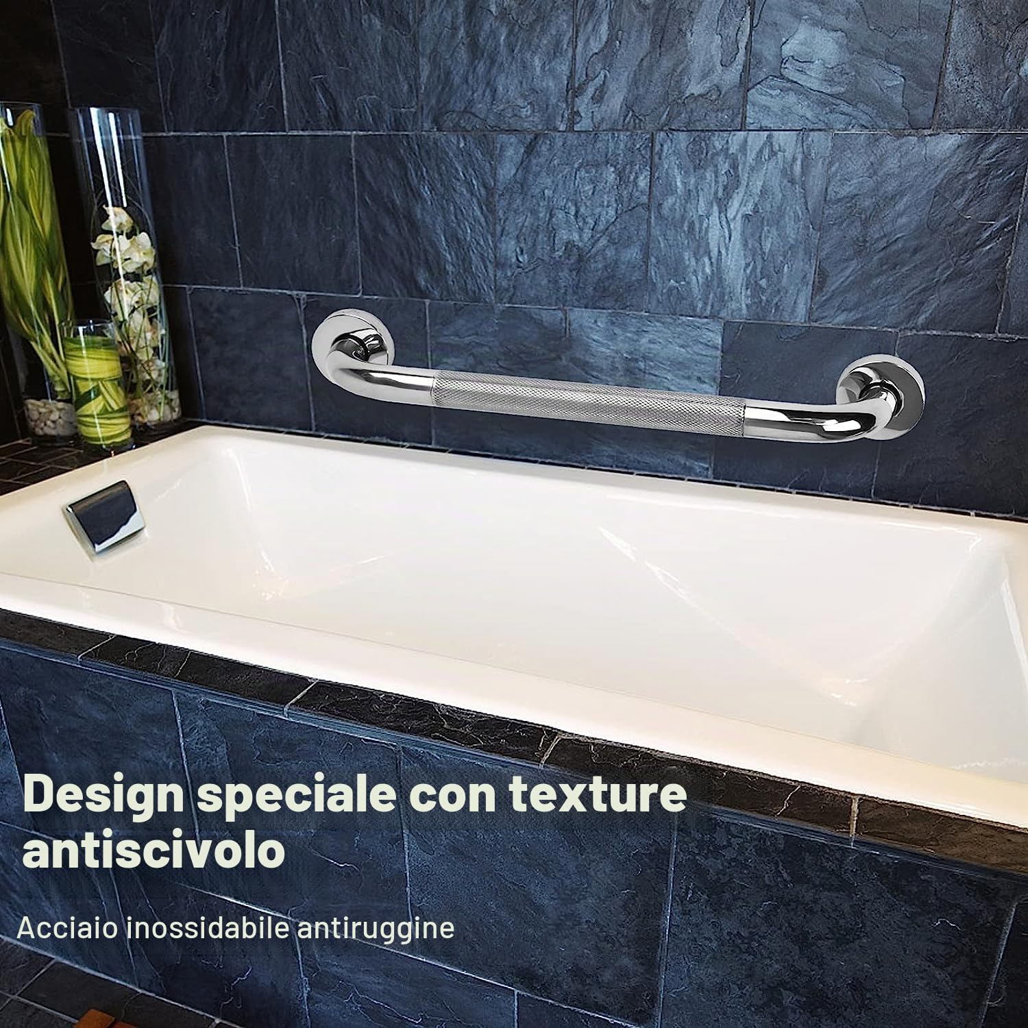 Confezione da 2 maniglioni da 33 cm, in acciaio inossidabile 304, antiscivolo, per bagno, maniglia ausiliaria per disabili, maniglia di sicurezza per cucina, camera da letto, vasca da bagno, doccia,