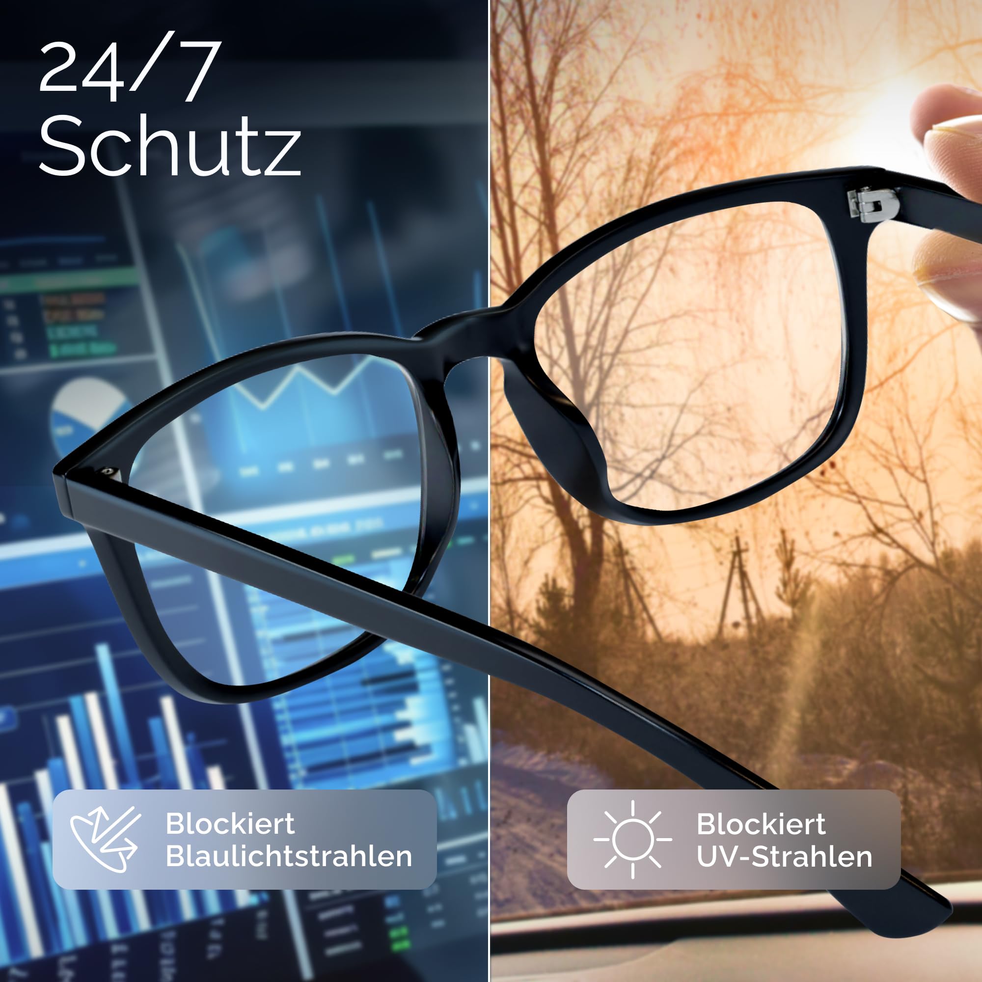 livho High Tech okulary z filtrem niebieskiego – zaawansowane okulary do komputera z blokowaniem niebieskiego światła w 99% – ochrona przed zmęczeniem oczu i promieniowaniem UV