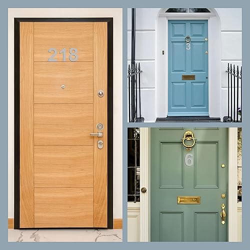 Miniatura 5 de Ywonobs Números de casa, adhesivos de metal autoadhesivos de acero inoxidable de 3 pulgadas para buzón de casa, apartamento, hotel, patio, color