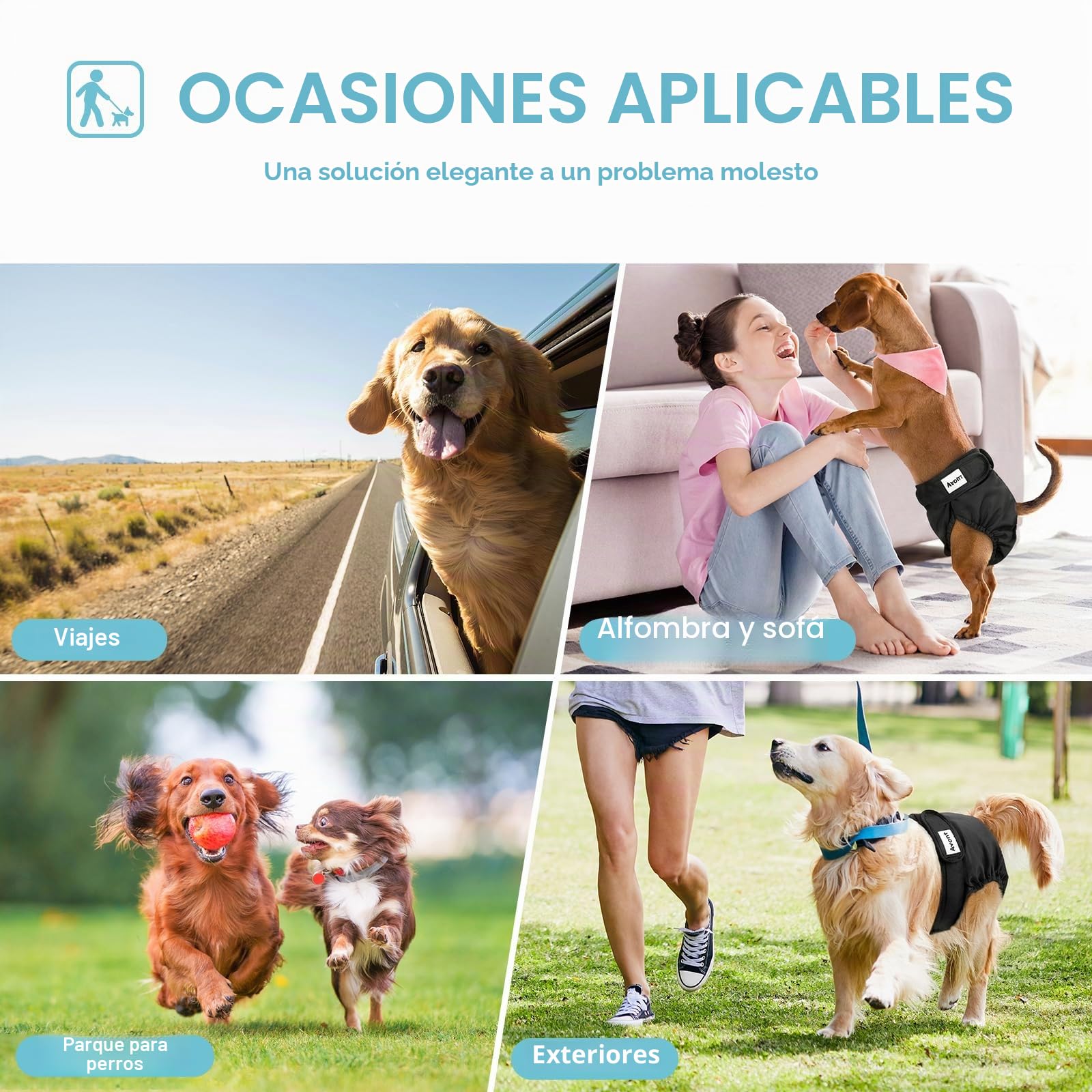 Avont 3 Packs Pañales Lavables para Perra— Pañales Reutilizables Altamente Absorbentes para Mascotas, Bragas Higiénica para Perras en Celo, Incontinencia Canina y Viajes De Larga Distancia -L,Negro