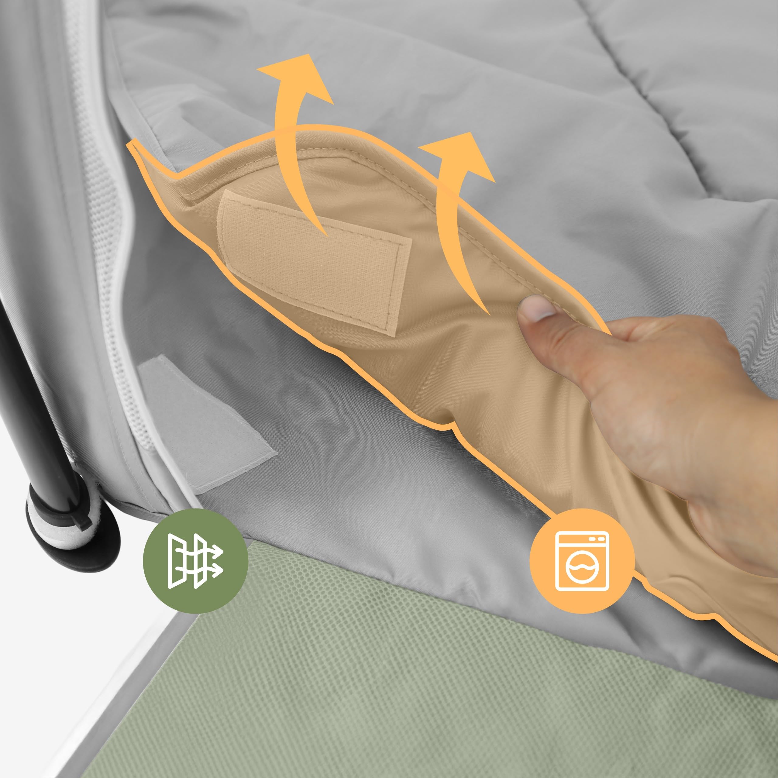 Tulano Cozy 30 Reise-Laufstall Baby faltbar 125x66 cm – Kompakter Kinderlaufstall mit Boden – Netzseiten – Reißverschluss-Tür – rutschfeste Füße – Tragetasche – Indoor & Outdoor – 6–36 Monate - Grau