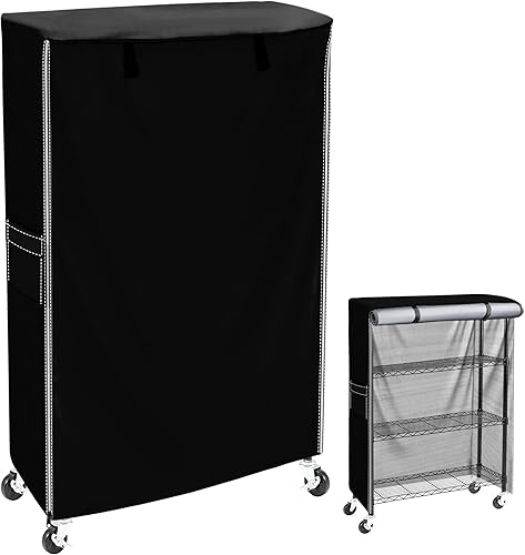 Miniatura 23 de Cubierta de estante de alambre, 600D, resistente al agua, a prueba de polvo, cubierta de estante de almacenamiento con cremallera para estantes