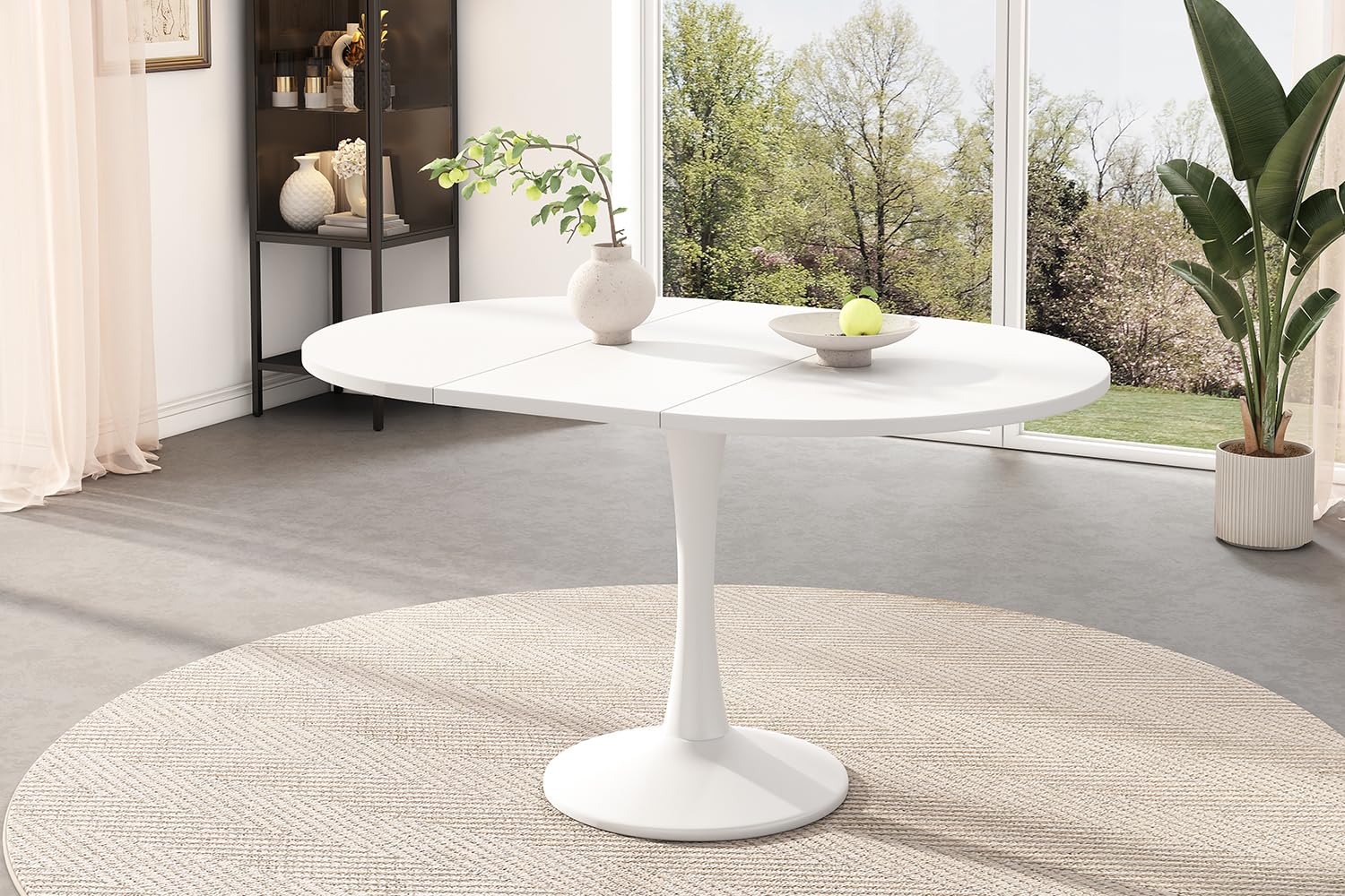 Bladez Mesa de comedor extensible para 6-8 personas, mesa de comedor, ovalada, 140 x 75 cm, moderna y sencilla, color blanco