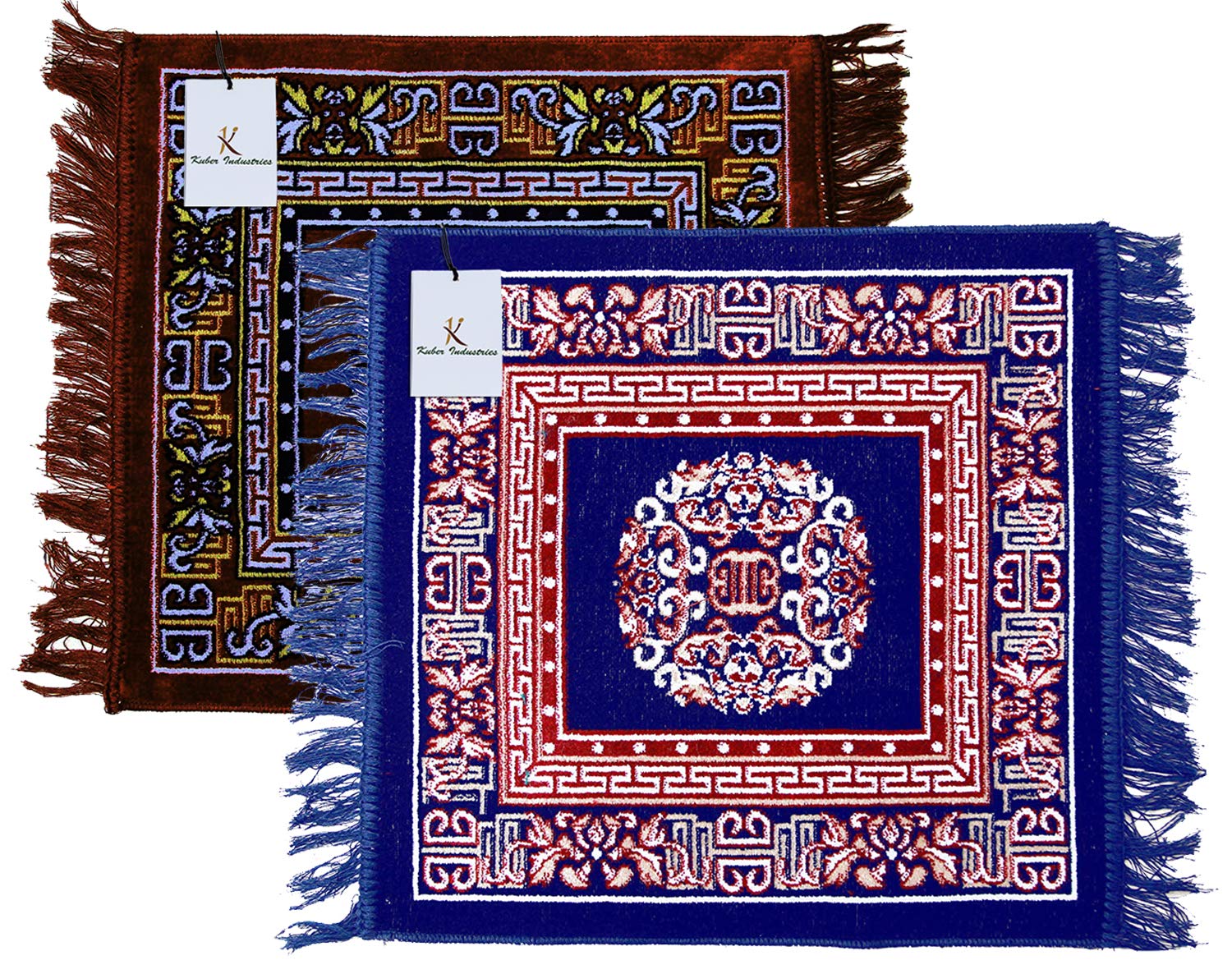 Kuber Industries Prayer Mat (Brown & Royal Blue, Velvet, Standard)-picture-17