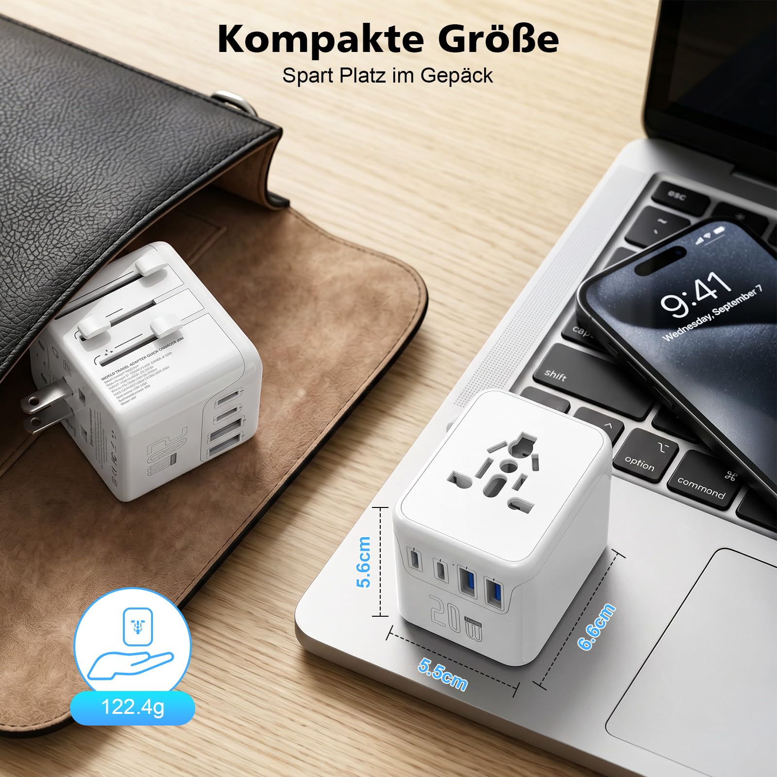 Adattatore da viaggio in tutto il mondo, spina da viaggio universale con 2 USB A e 2 USB C, adattatore per presa internazionale, adattatore universale per Inghilterra, Stati Uniti