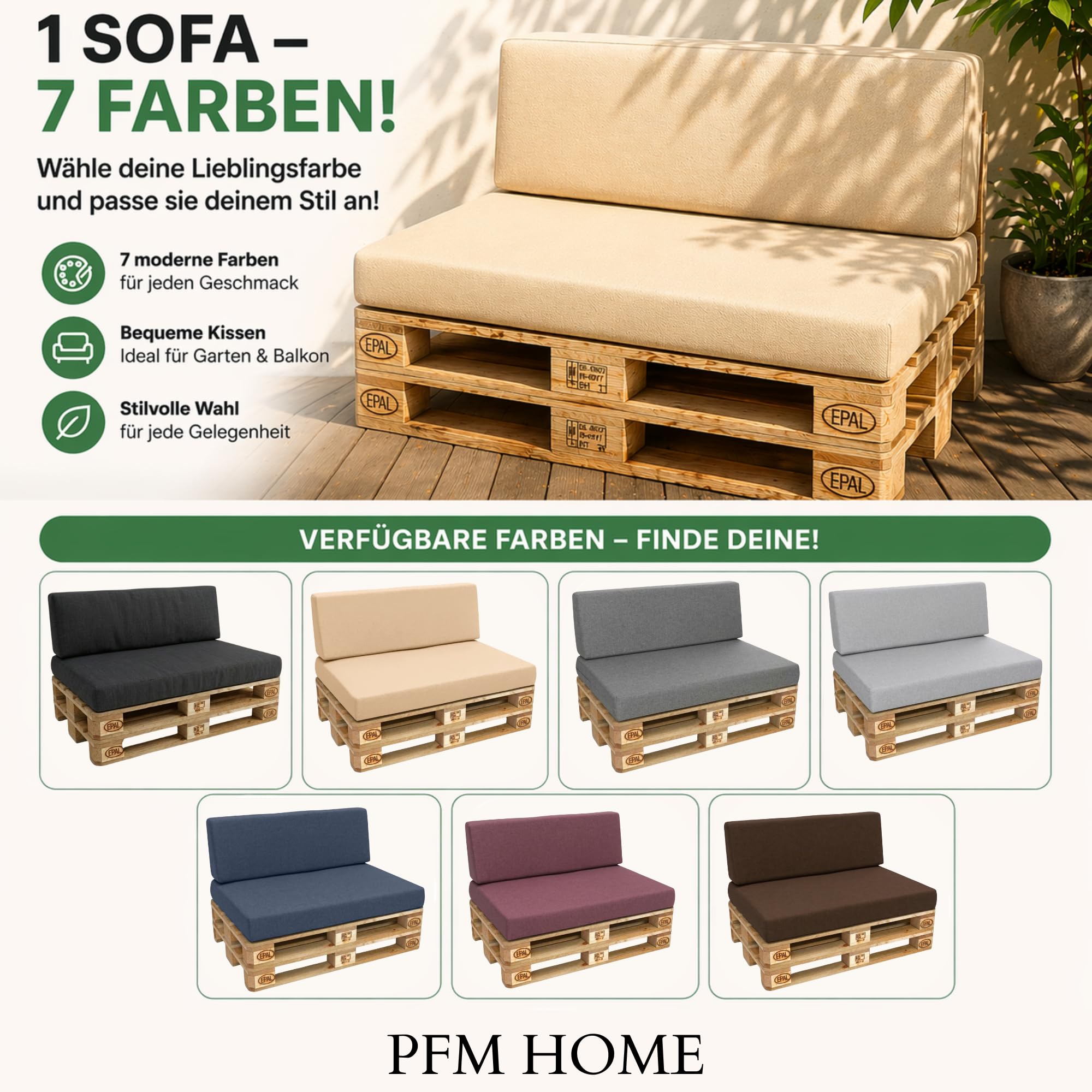 Cuscino per pallet impermeabile set 8 divani pallet europei con rivestimento rimovibile